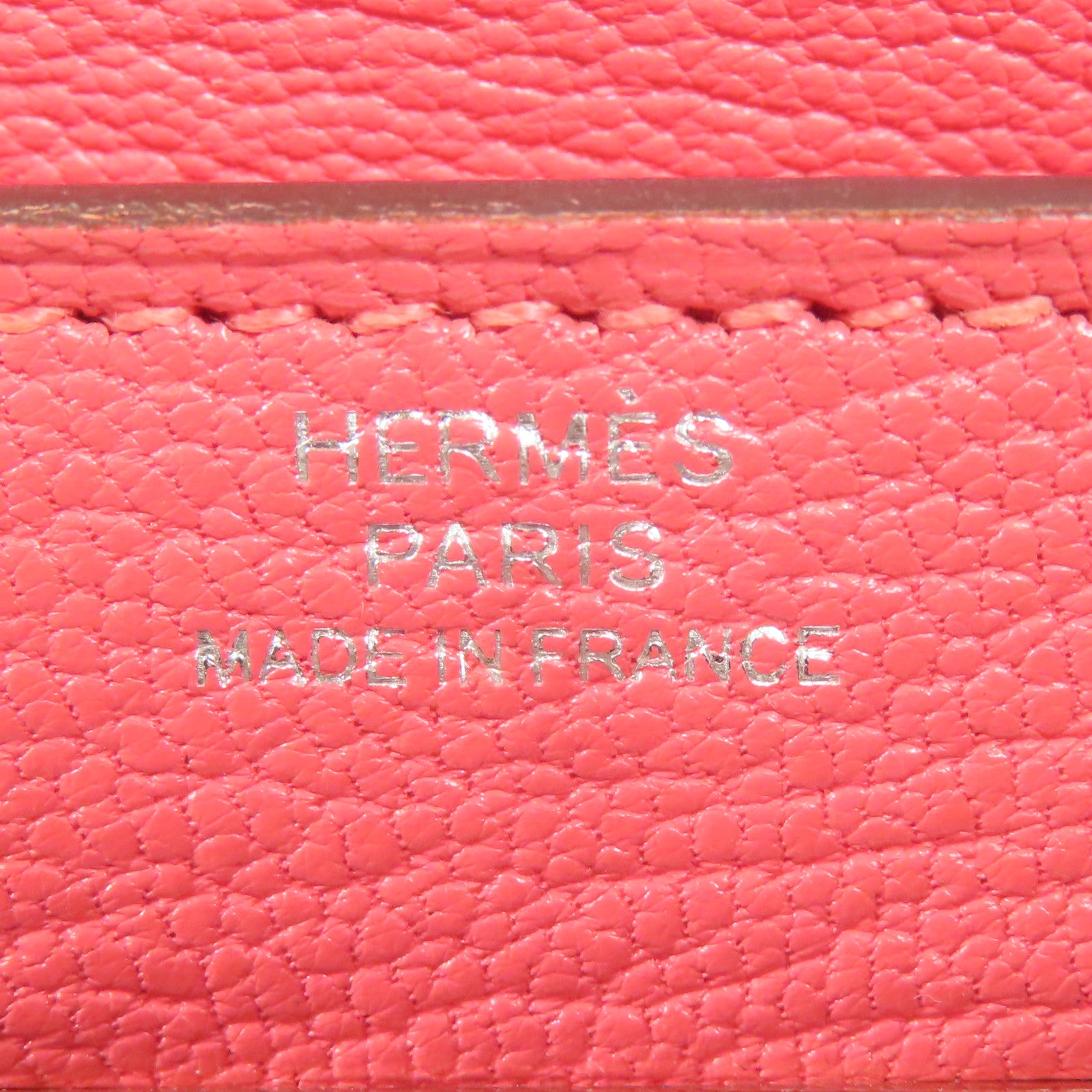 HERMES Chevre皮革Kelly Wallet銀扣長錢包Rose Lipstick