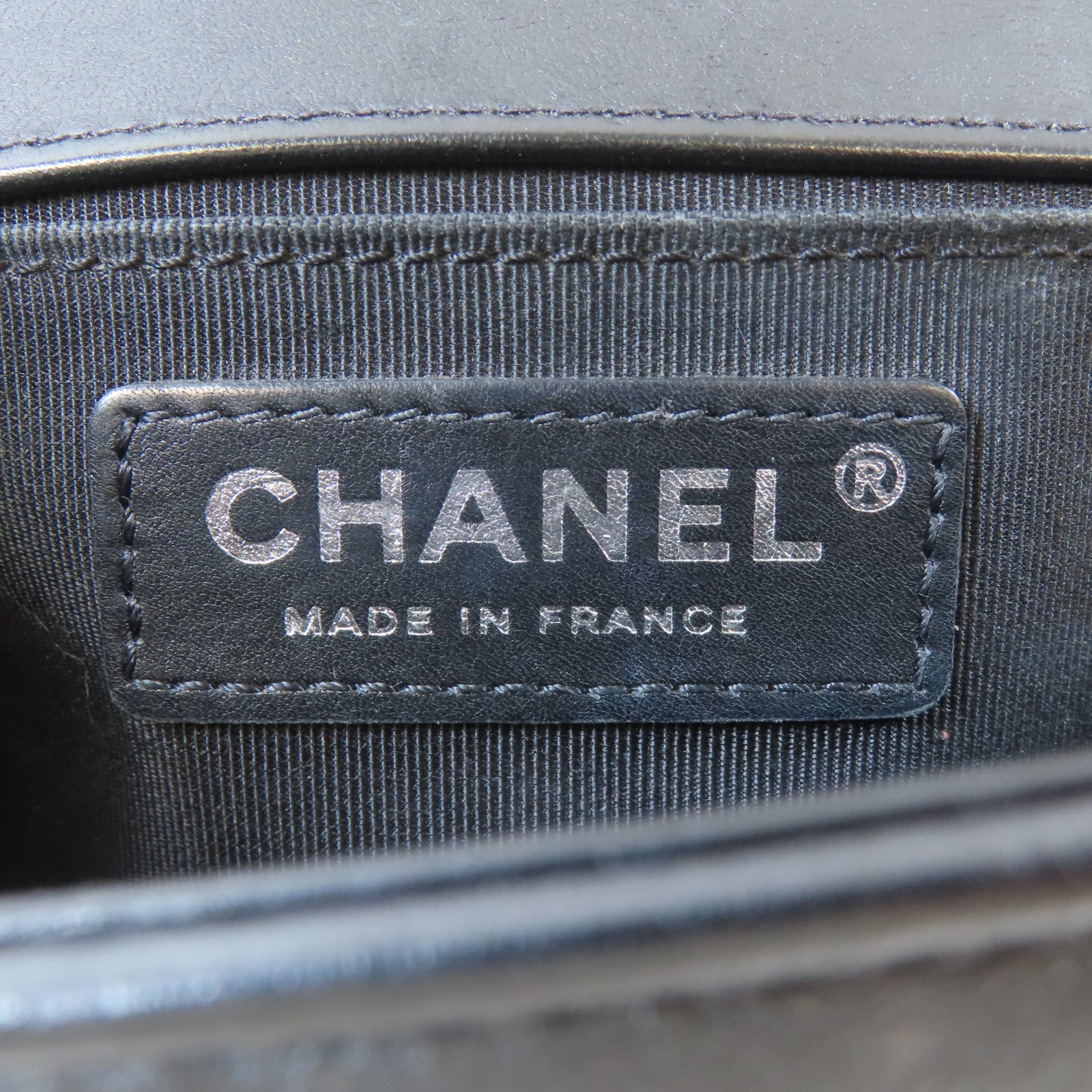 CHANEL 菱格羊皮皮革Boy 25銀扣鏈帶肩背袋黑色