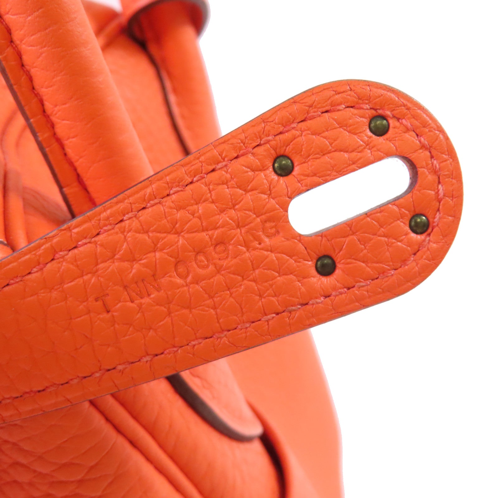 HERMES Clemence皮革Lindy 30 Shoulder Bag銀扣肩背袋8V Orange Poppy/罌粟花橘色