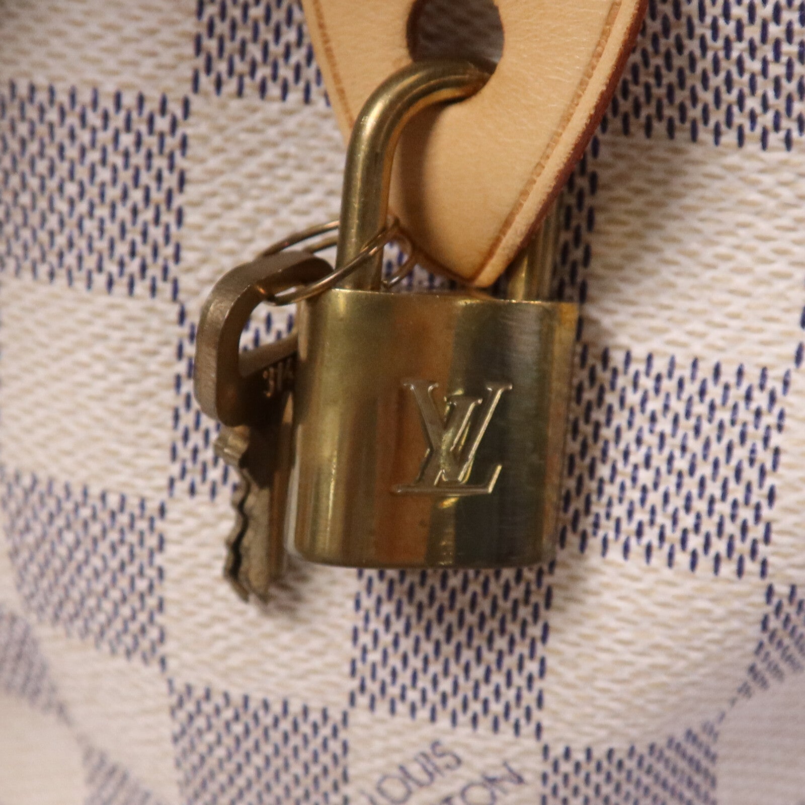 LOUIS VUITTON Damier Azur Speedy 25金扣手挽袋