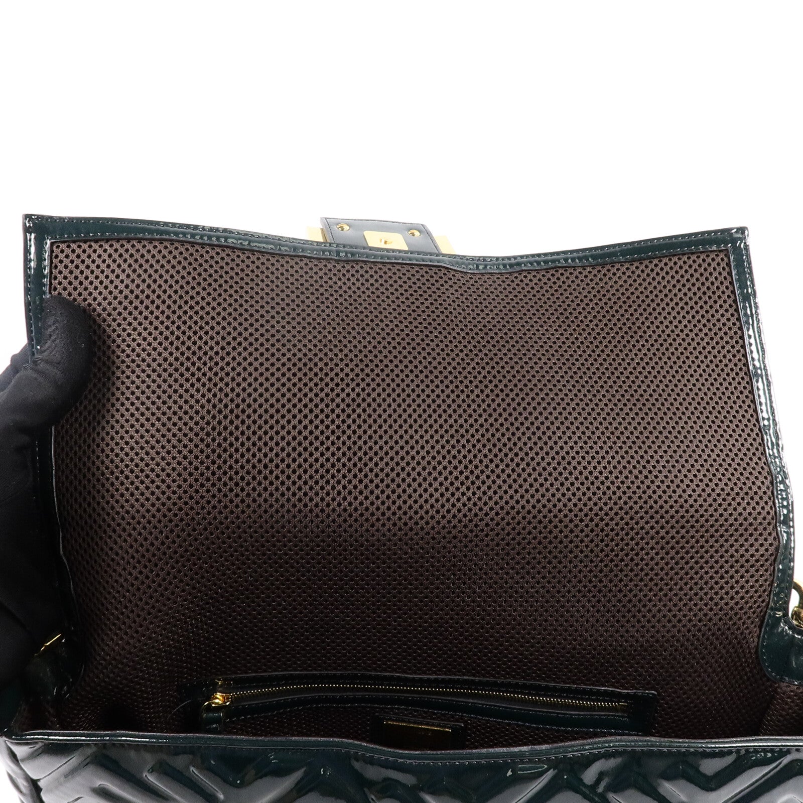 FENDI 漆皮皮革Baguette Large手挽肩背兩用袋