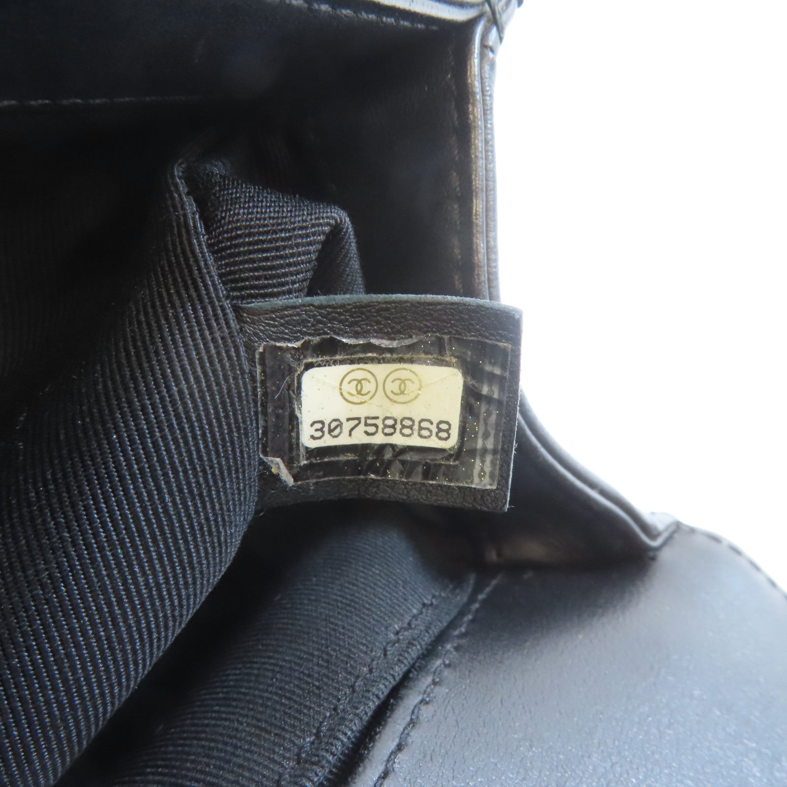 CHANEL 菱格羊皮皮革Boy 25銀扣鏈帶肩背袋黑色