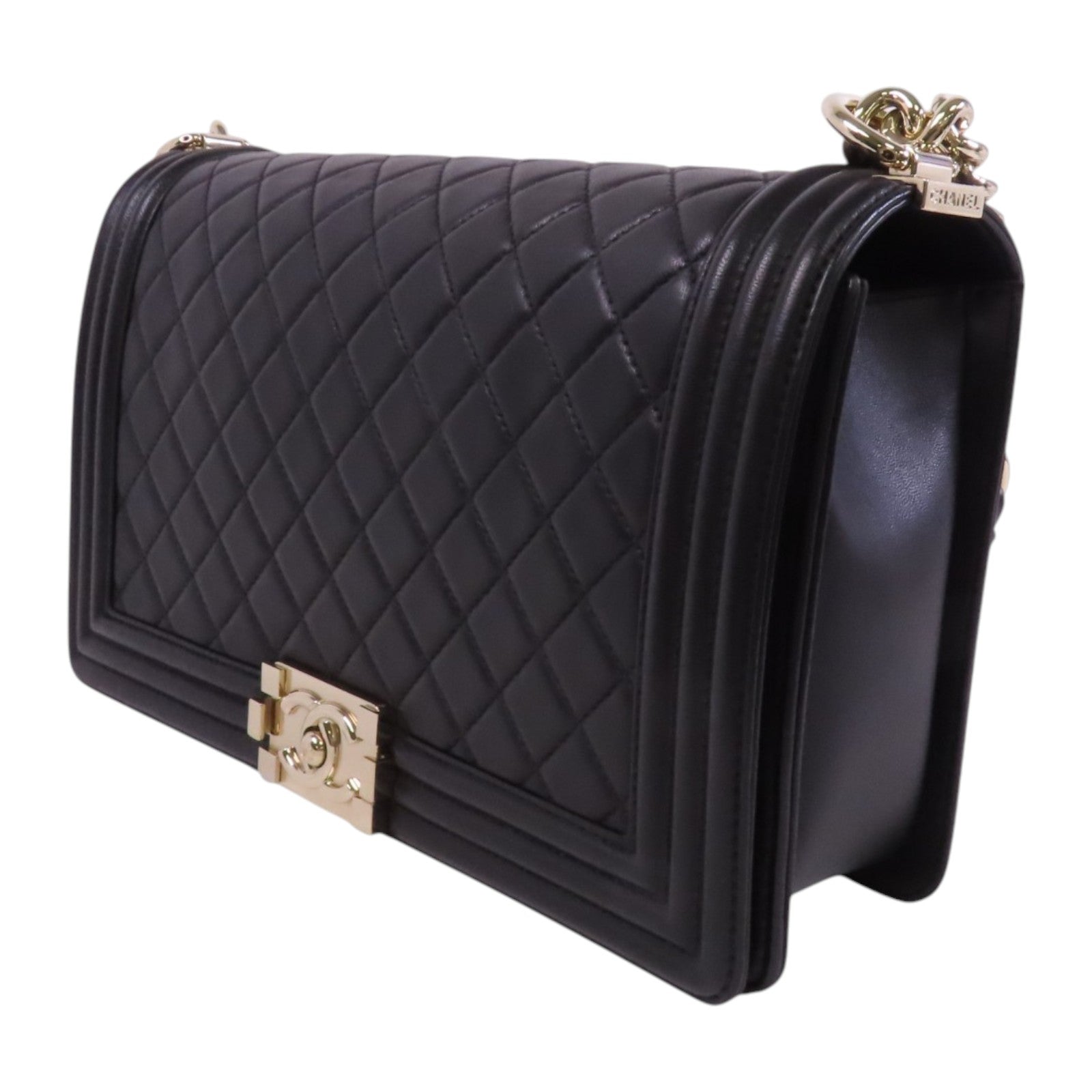 CHANEL 羊皮皮革Boy Chanel 28金扣鏈帶肩背袋