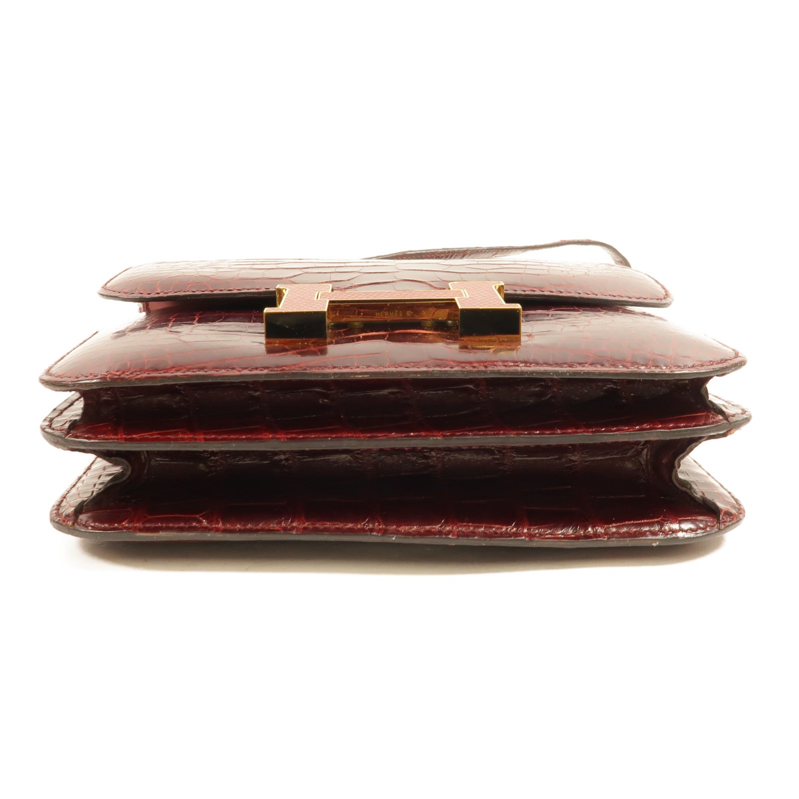 HERMES 鱷魚/蜥蜴皮革Constance Mini肩背袋Bourgogne/Rouge Move