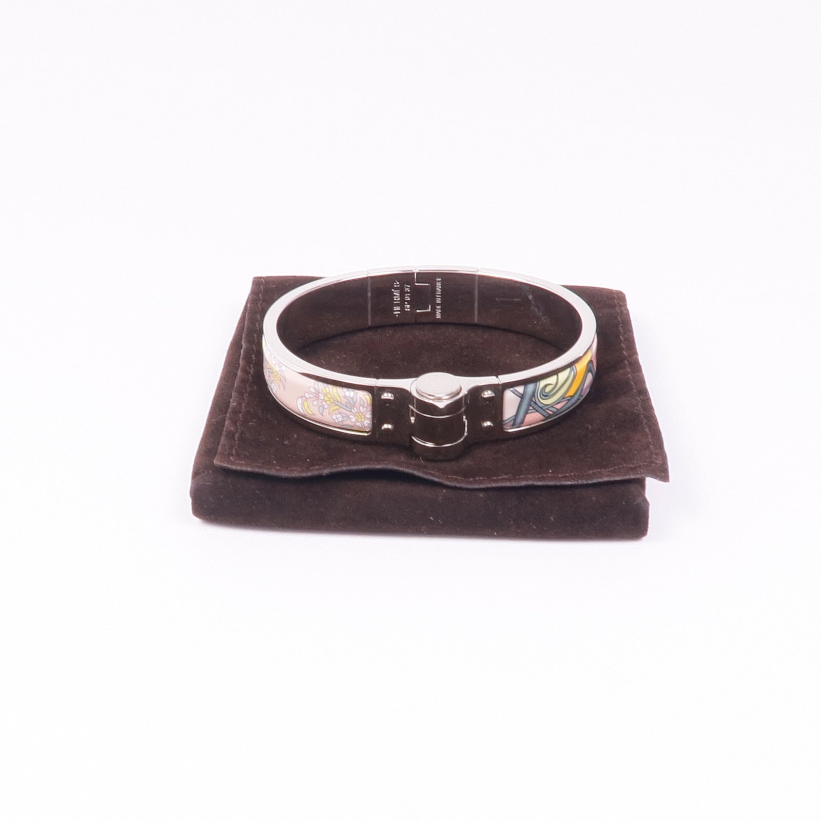 HERMES 金屬/琺瑯Hinged Bracelet銀扣手鐲