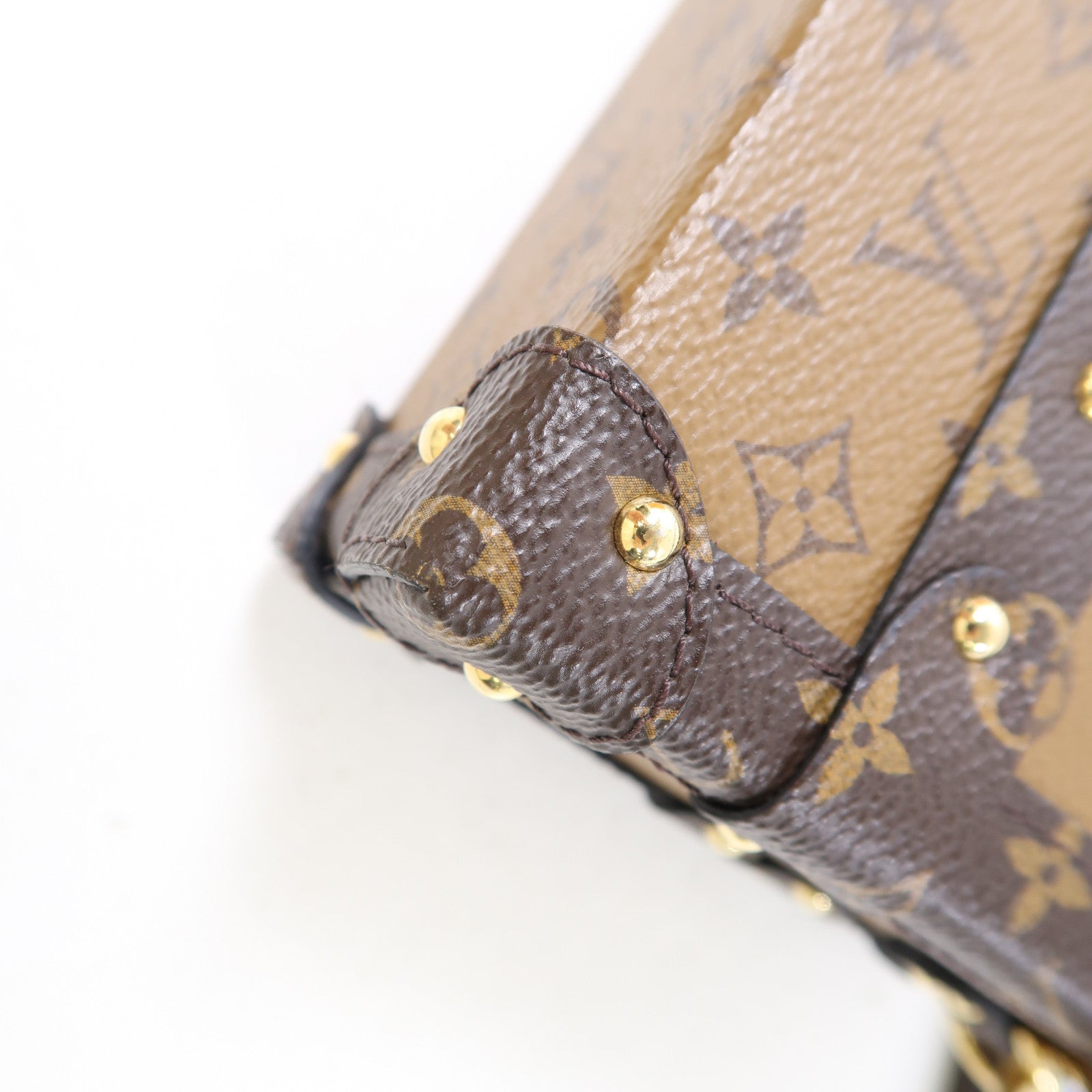 LOUIS VUITTON Monogram Reverse Petite Malle金扣肩背袋棕色