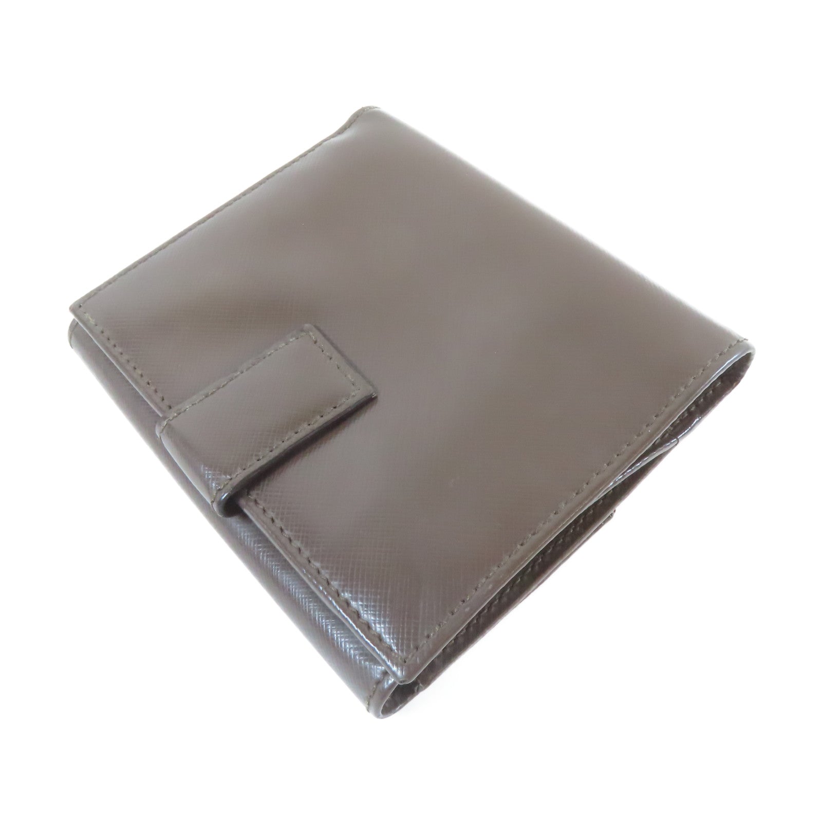 Salvatore Ferragamo 【激減優惠】牛皮皮革Bifold Wallet金扣錢包啡色