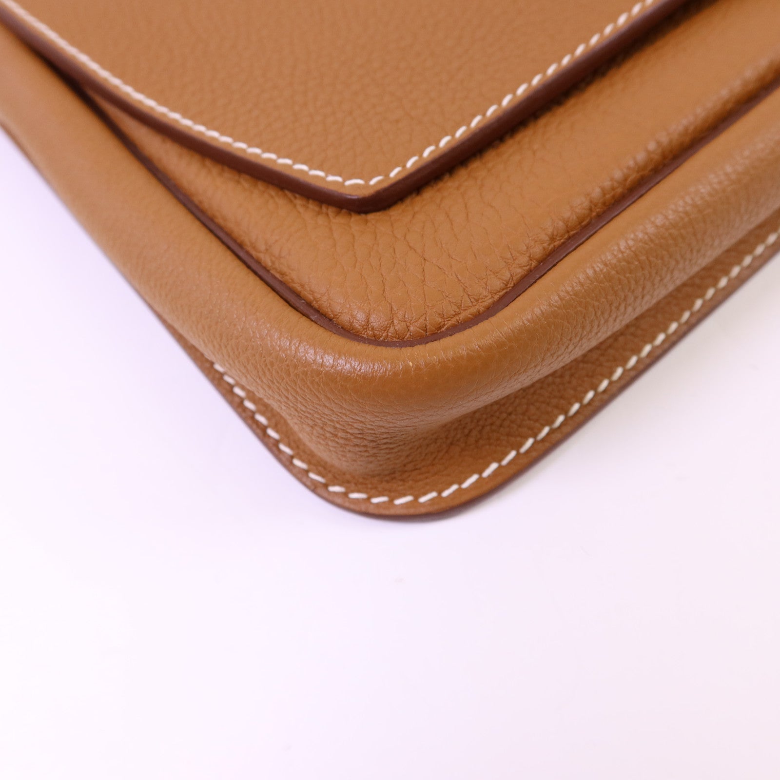 HERMES 【激減優惠】Togo皮革Steve Light Junior銀扣肩背袋Gold