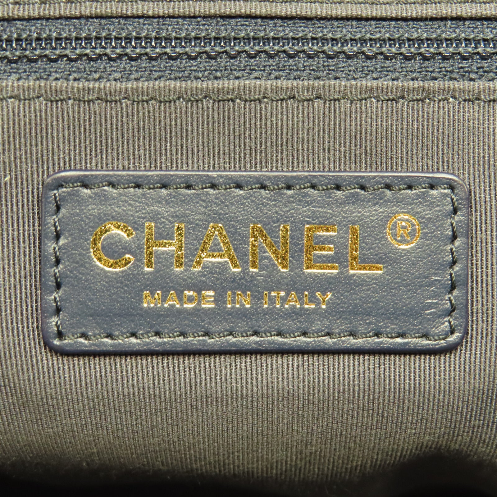CHANEL 菱格牛皮皮革Shopping Tote銀扣手挽肩背兩用袋深藍色