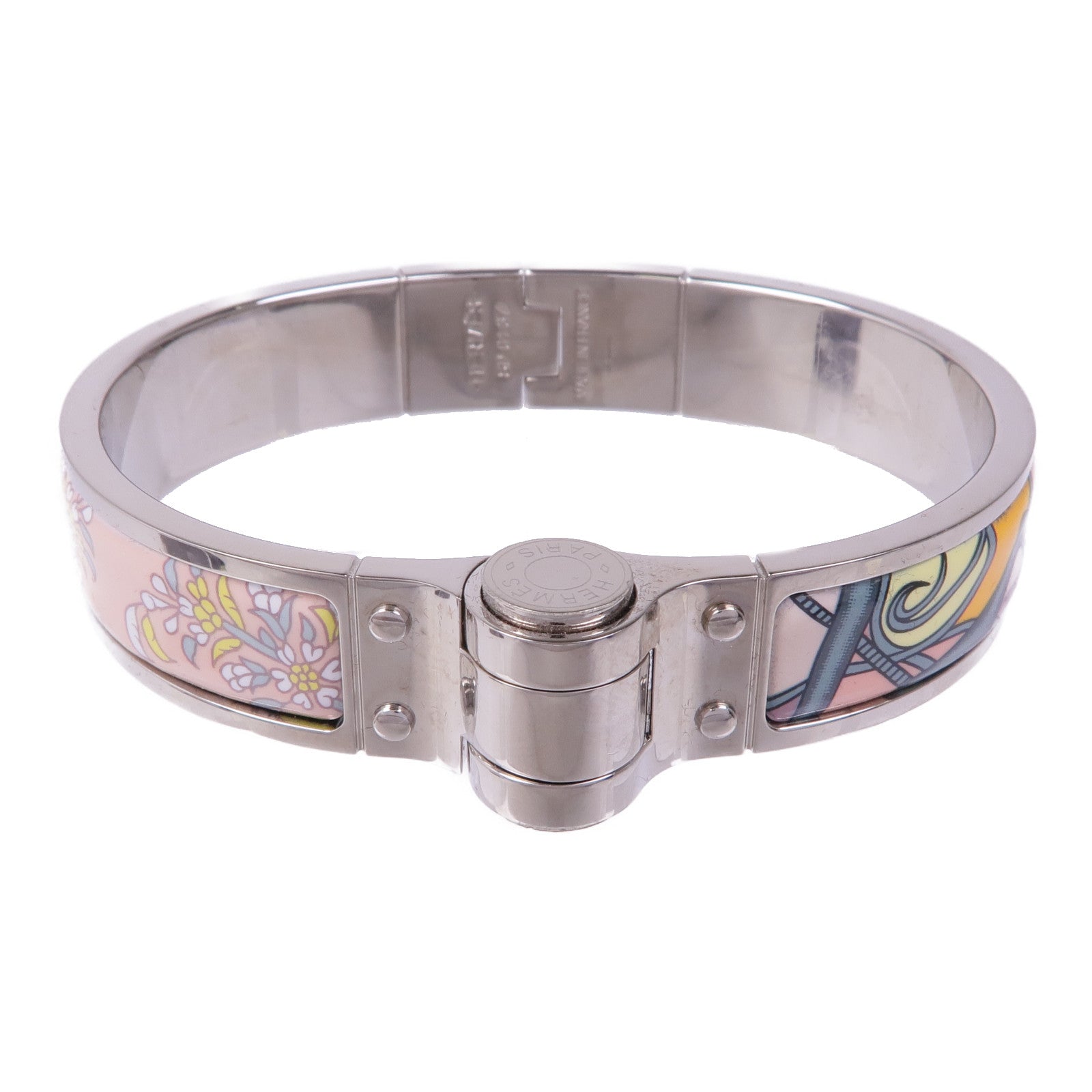 HERMES 金屬/琺瑯Hinged Bracelet銀扣手鐲