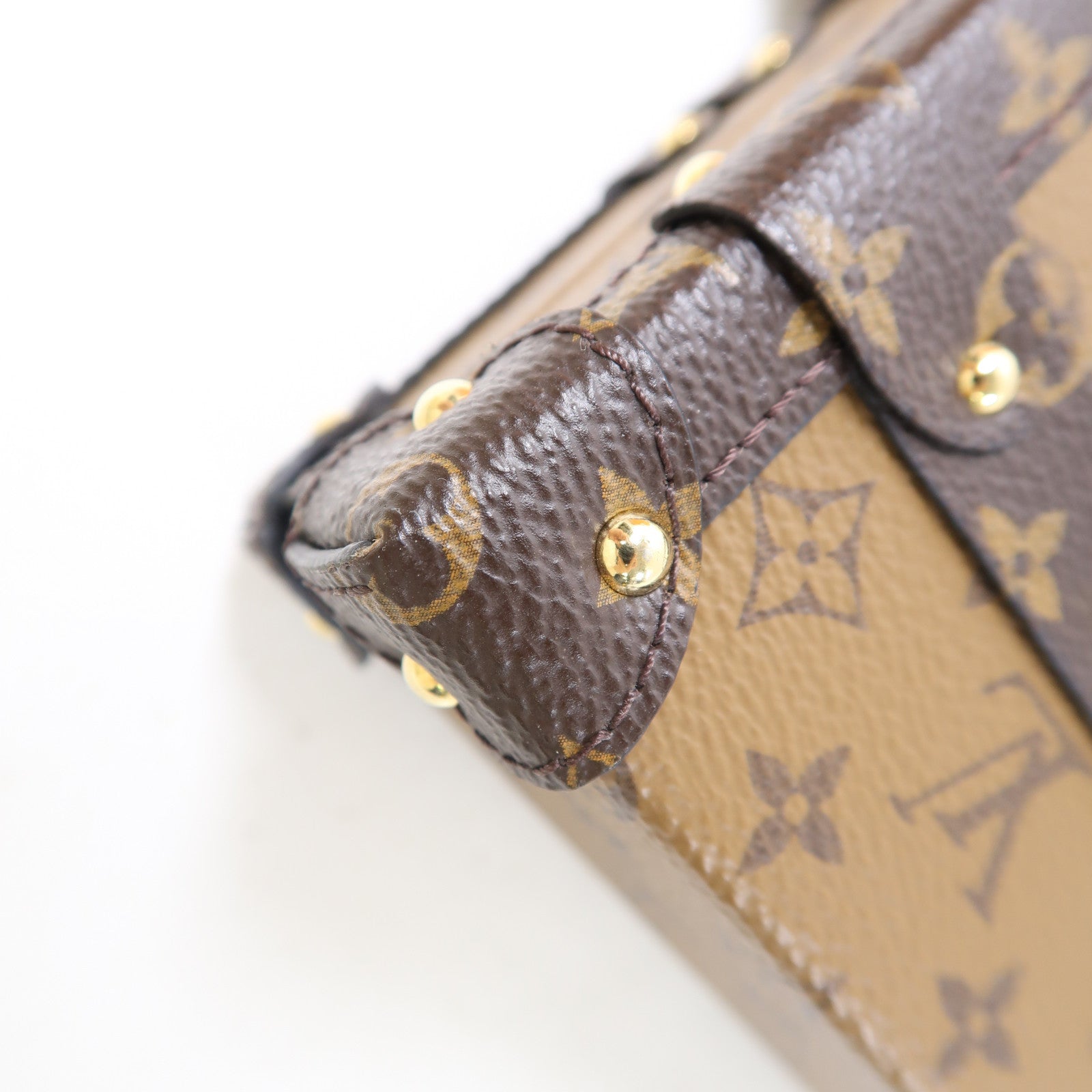 LOUIS VUITTON Monogram Reverse Petite Malle金扣肩背袋棕色