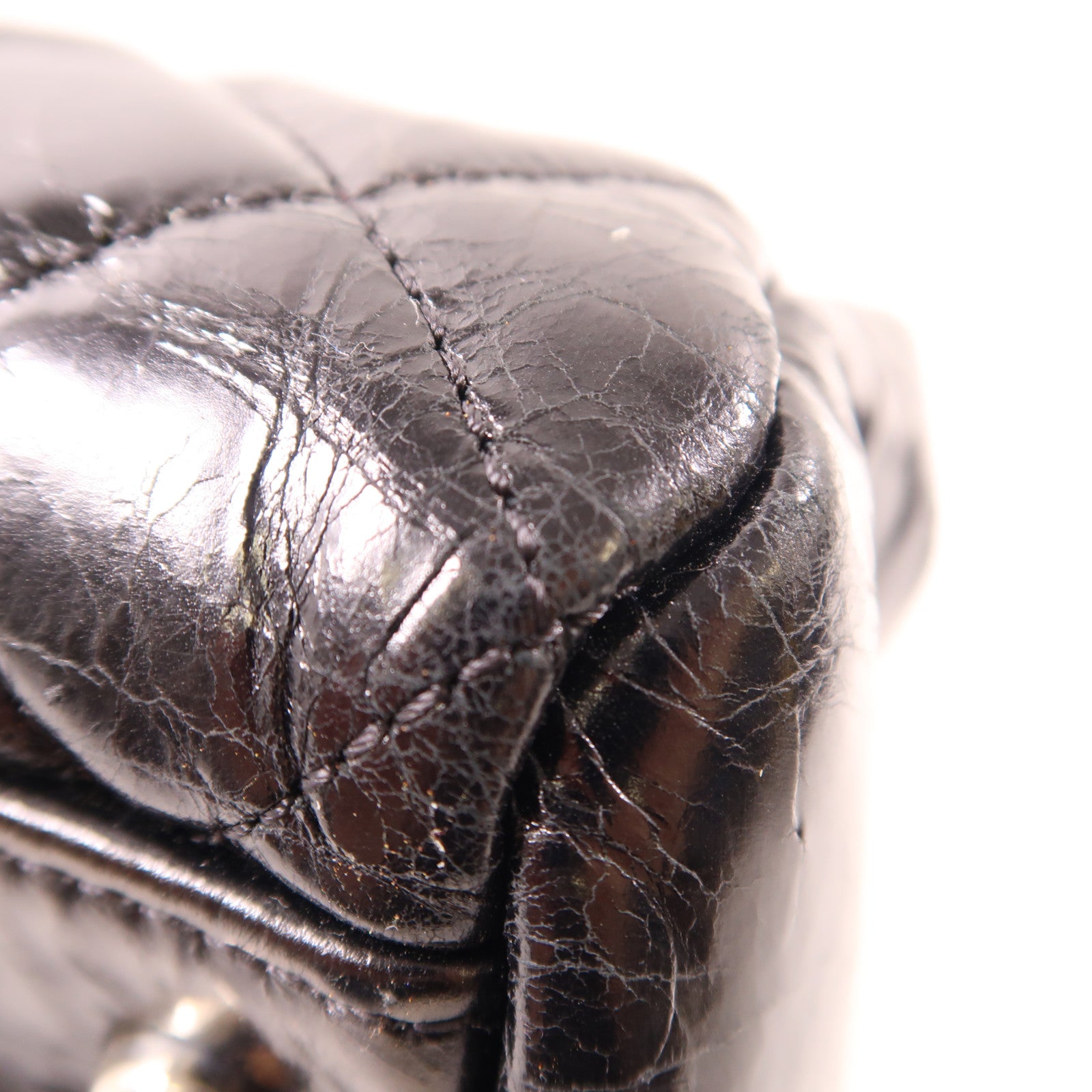 CHANEL 牛皮皮革Chain Shoulder銀扣肩背袋