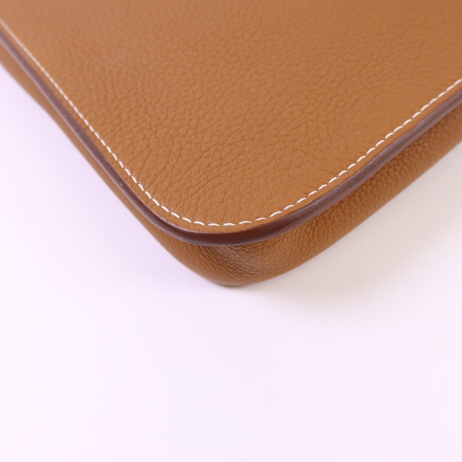 HERMES 【激減優惠】Togo皮革Steve Light Junior銀扣肩背袋Gold