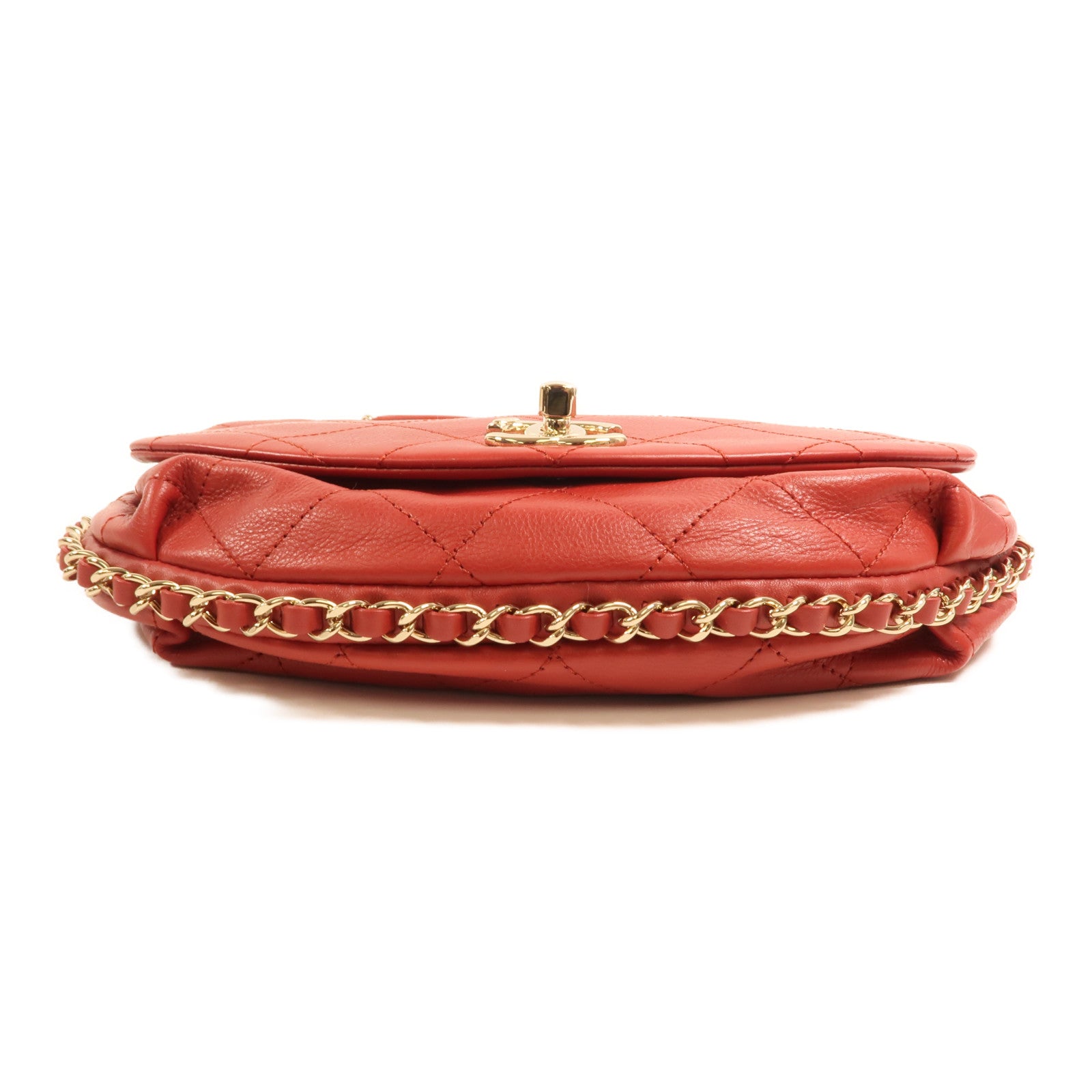 CHANEL 牛皮皮革Chain Around Bag金扣鏈帶肩背袋