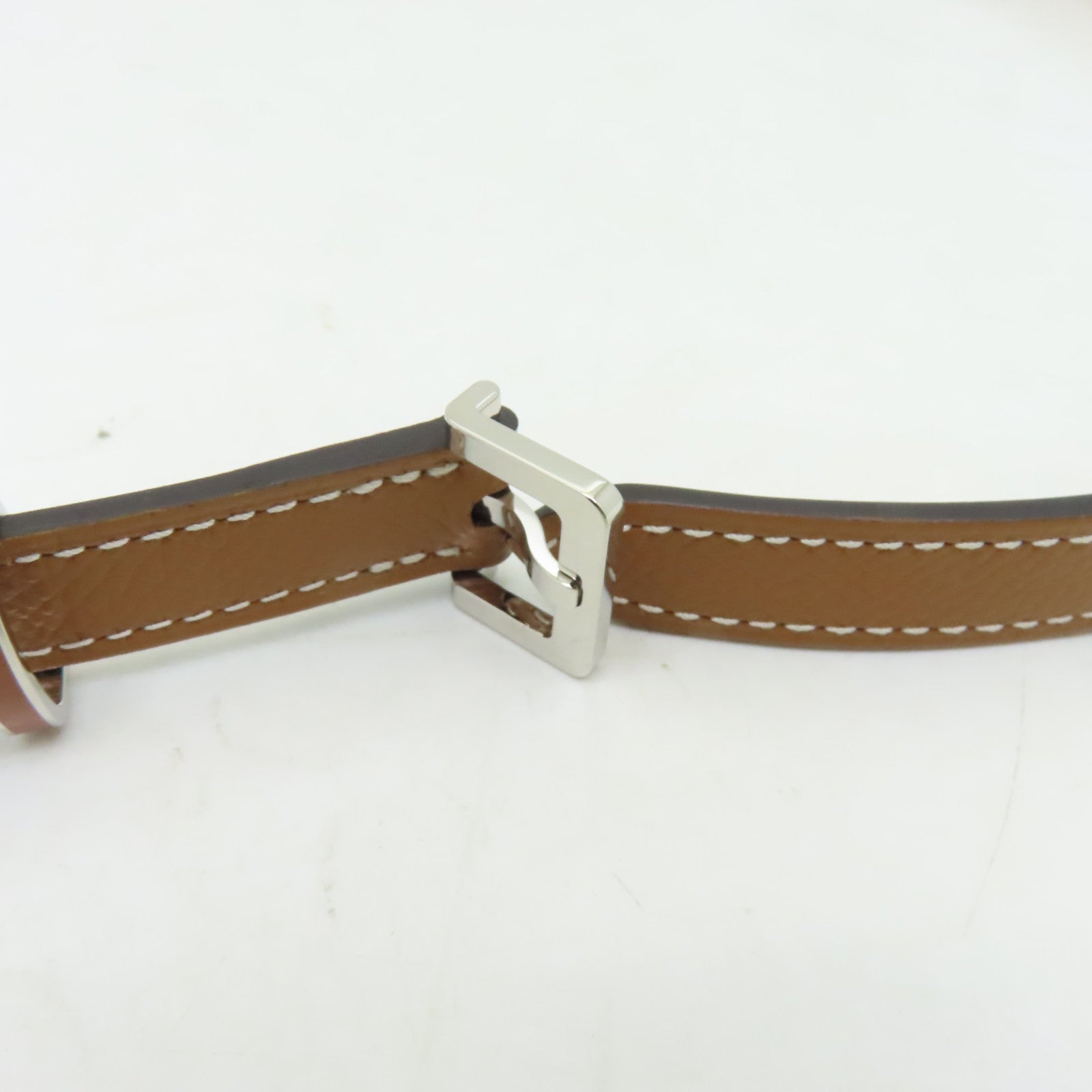 HERMES 【激減優惠】Epsom皮革Pop H Belt銀扣皮帶啡色