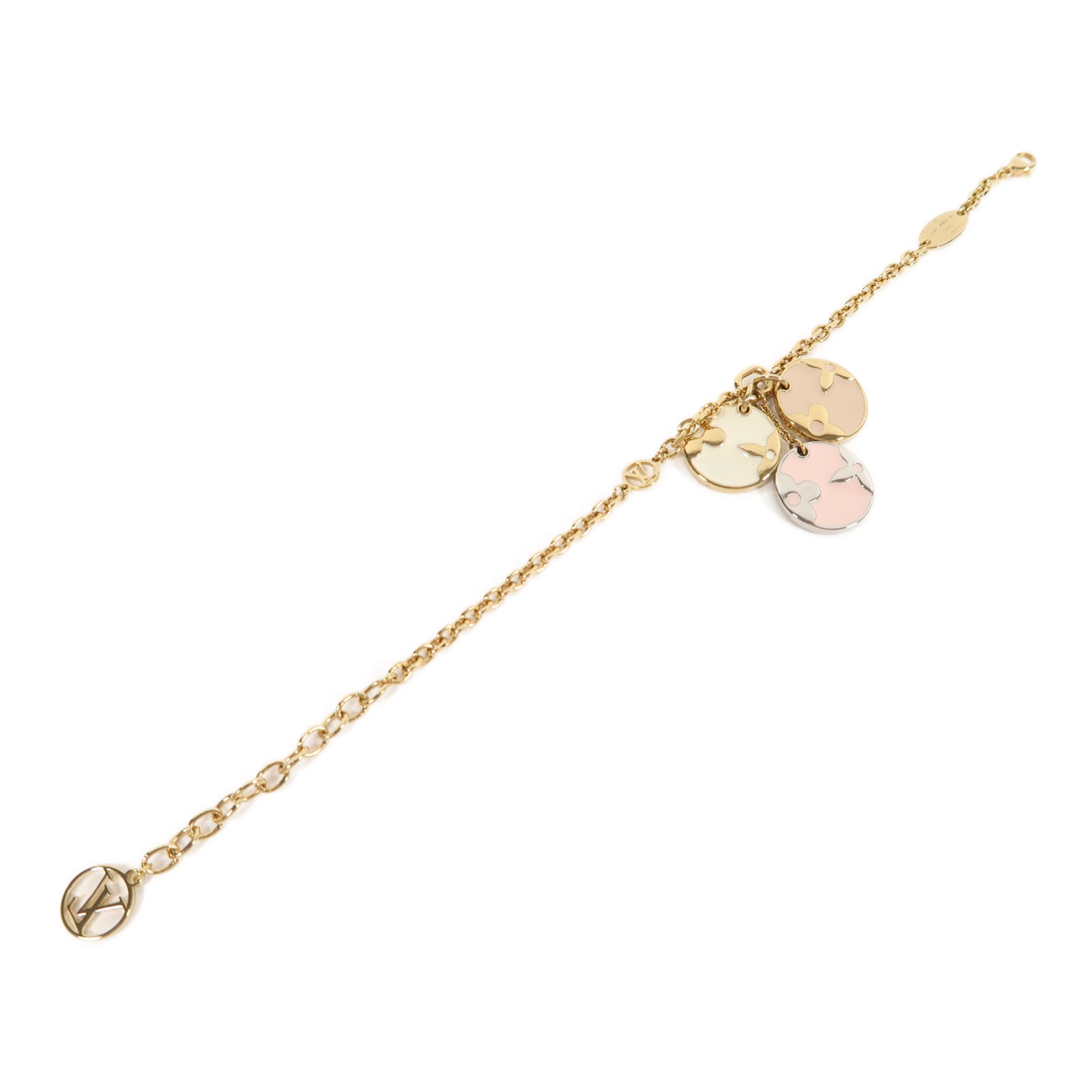 LOUIS VUITTON 金屬Monogram Miss LV Bracelet手鏈金色/粉紅色/白色