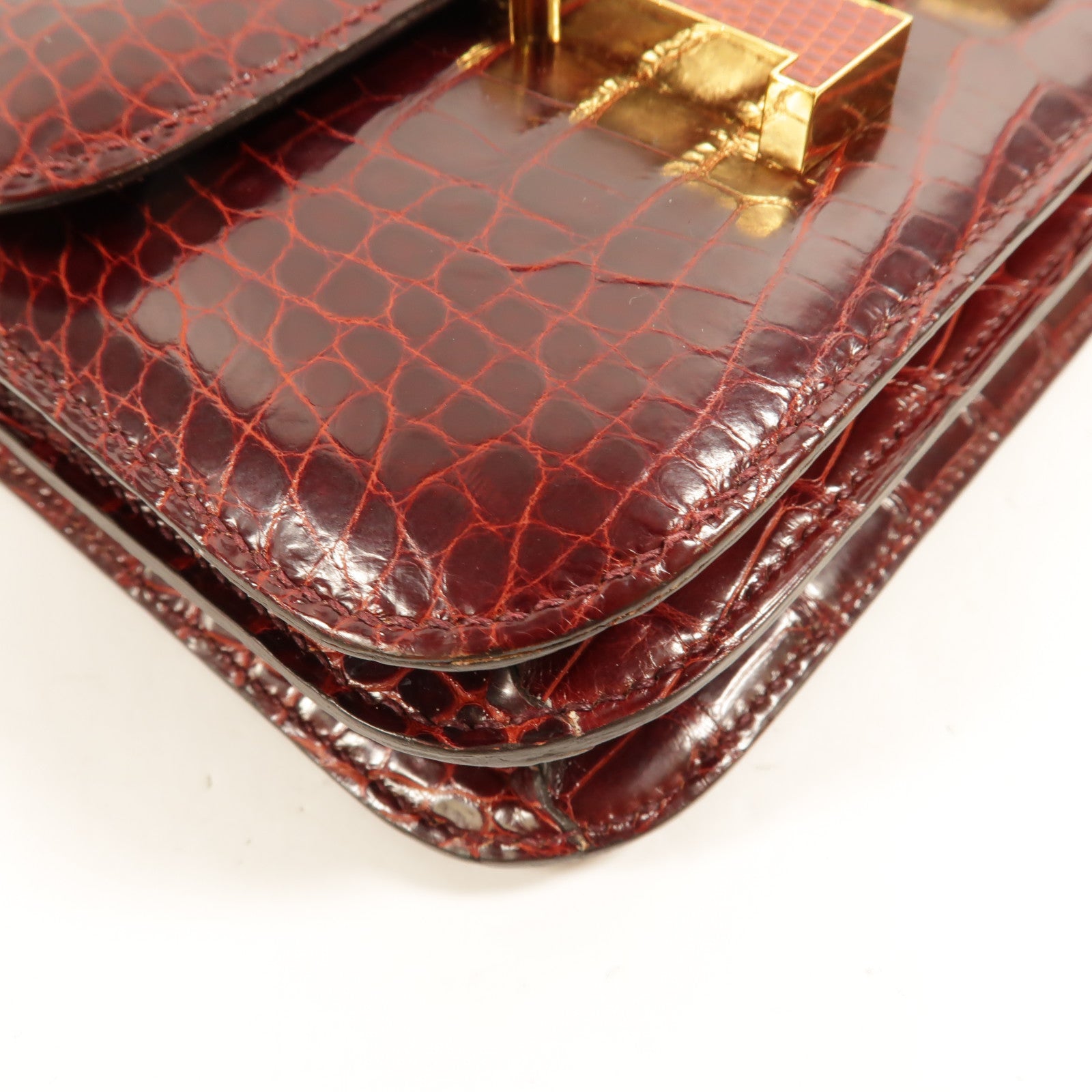 HERMES 鱷魚/蜥蜴皮革Constance Mini肩背袋Bourgogne/Rouge Move