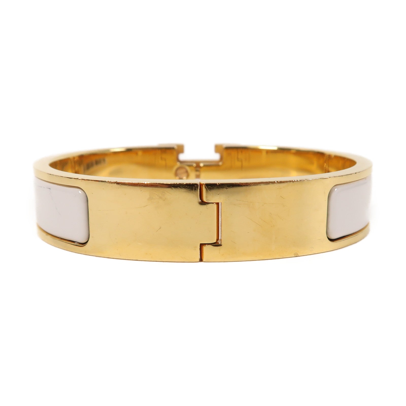 HERMES 金屬Clic H手鐲白色