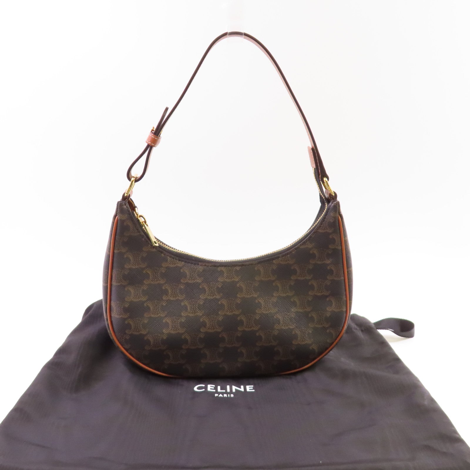 CELINE Trionphe帆布Ava Shoulder Bag金扣肩背袋