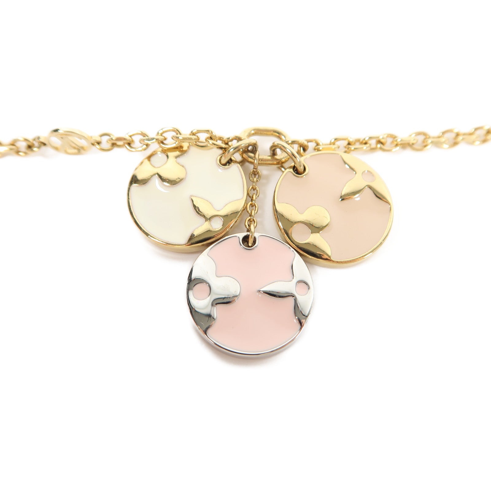 LOUIS VUITTON 金屬Monogram Miss LV Bracelet手鏈金色/粉紅色/白色