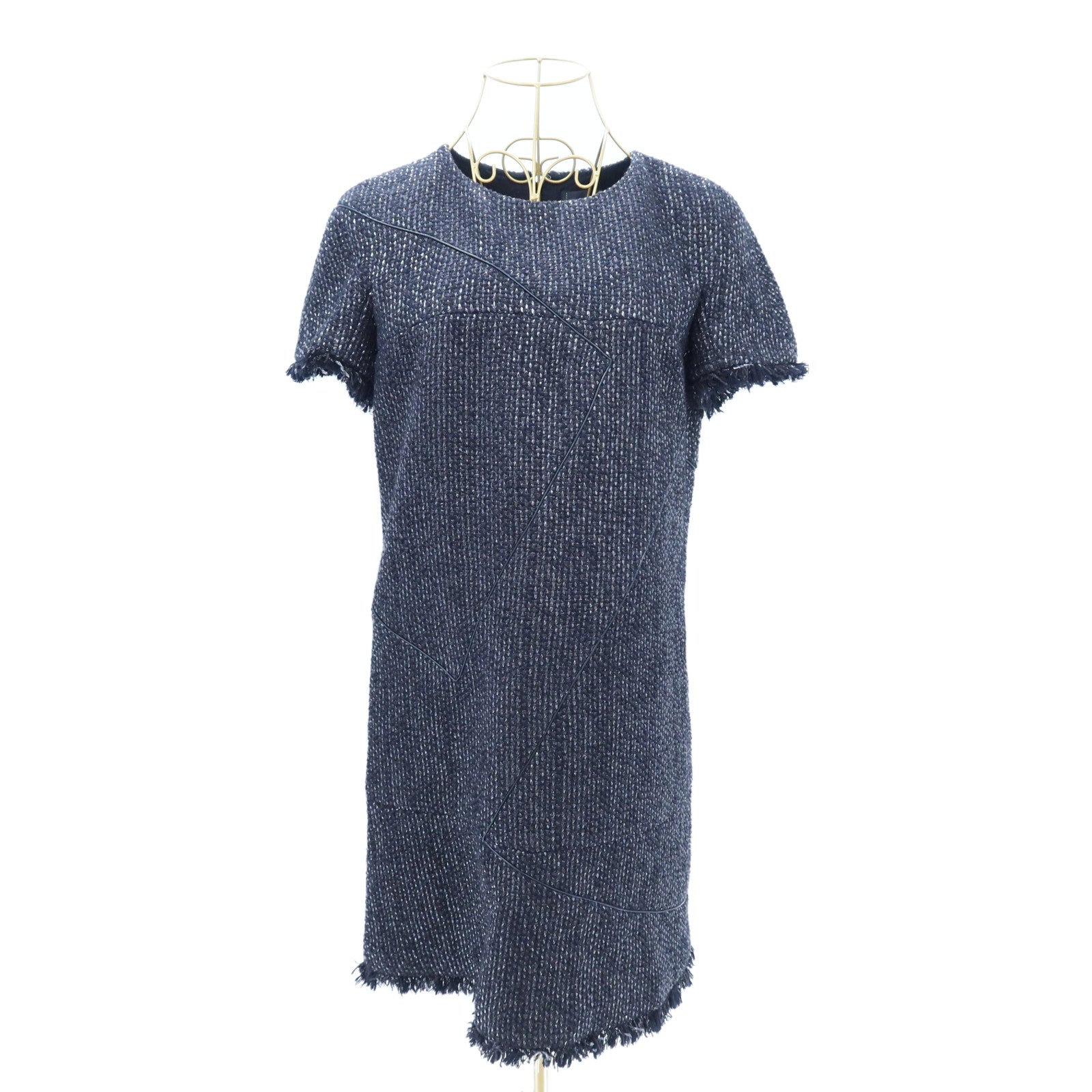 CHANEL Cotton/Polyurethane Fringed Hem Short-Sleeved Dress連身裙