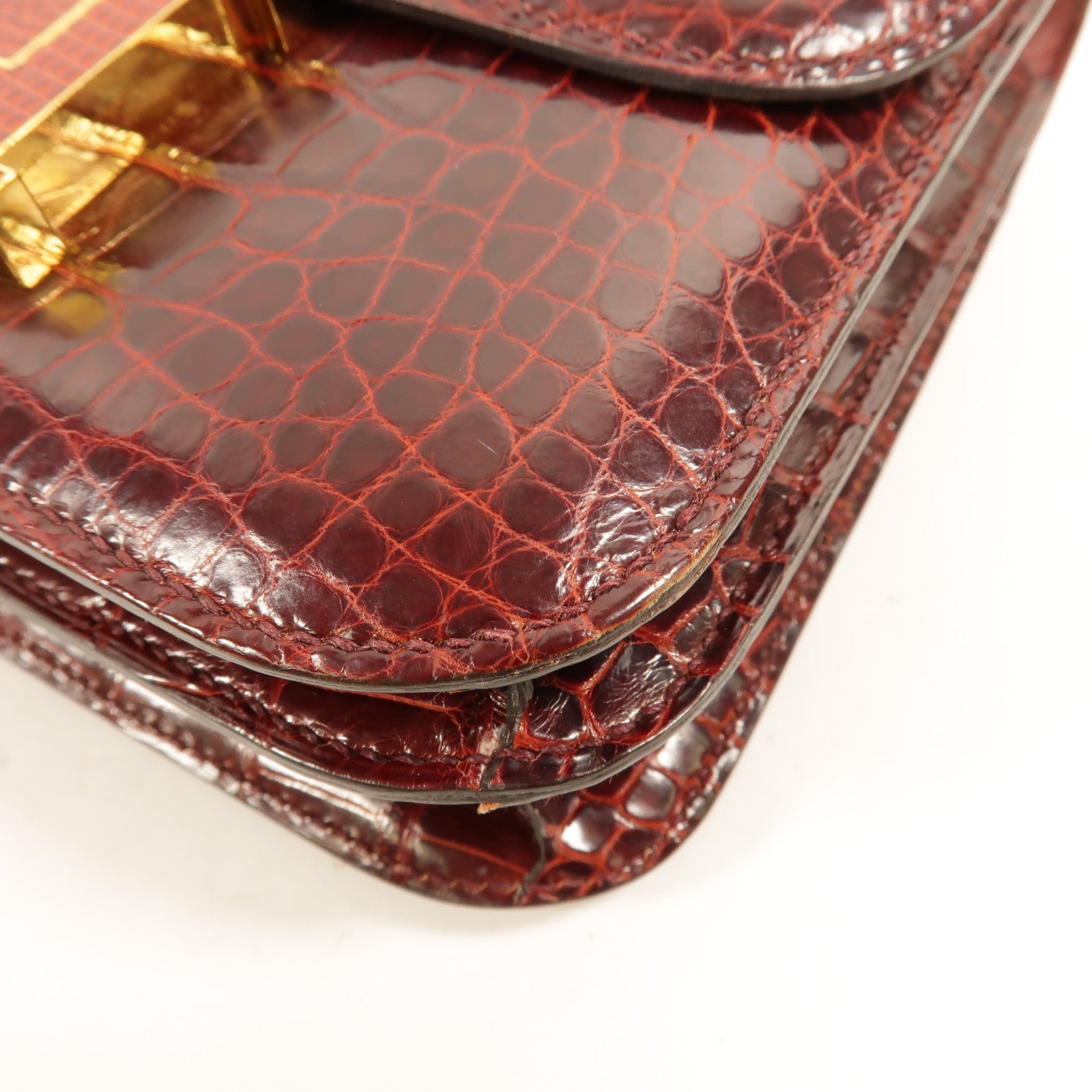 HERMES 鱷魚/蜥蜴皮革Constance Mini肩背袋Bourgogne/Rouge Move