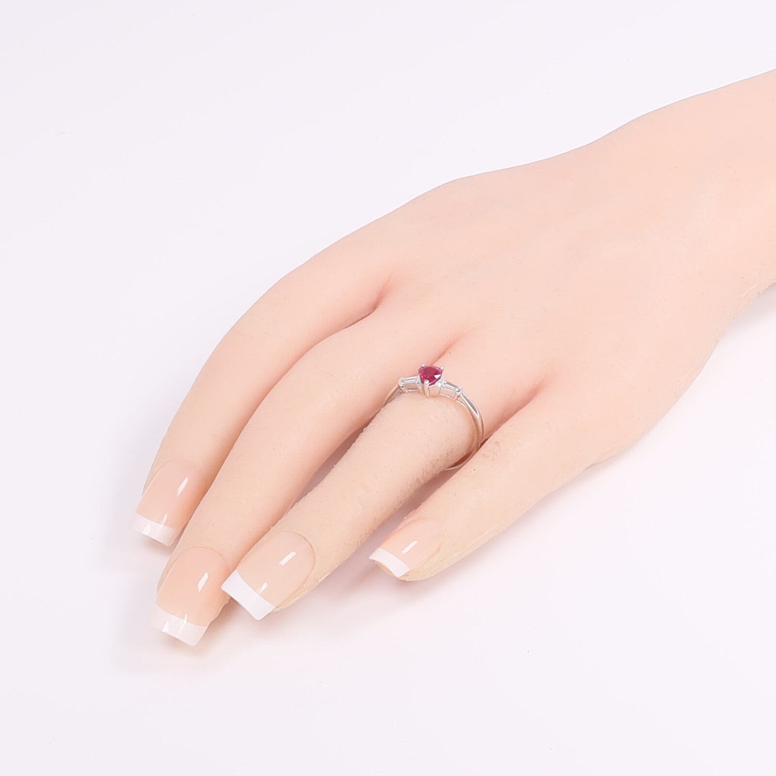 JEWELRY 【激減優惠】PT900鉑金Ruby Diamond Ring紅寶石/鑽石戒指US#8.25