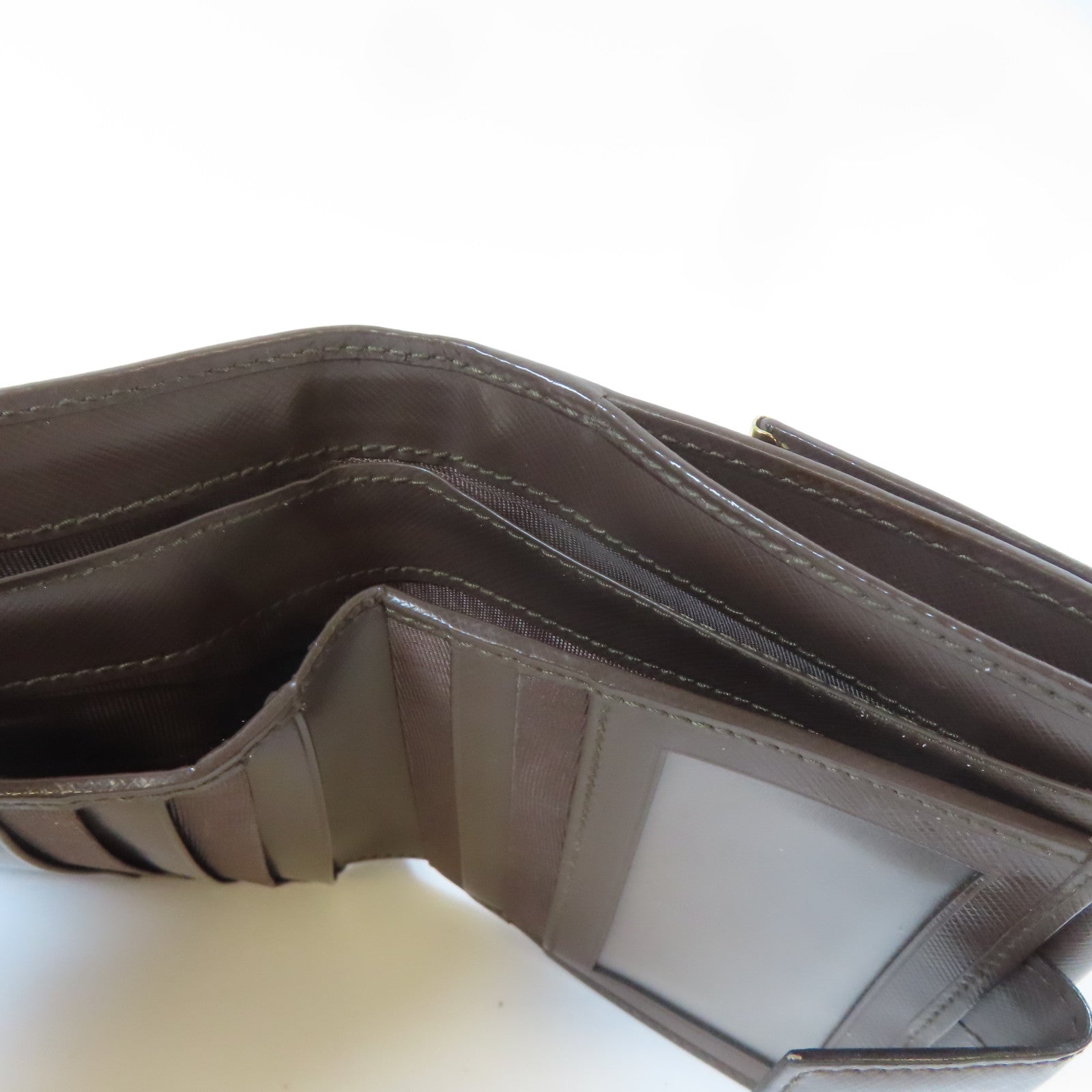 Salvatore Ferragamo 【激減優惠】牛皮皮革Bifold Wallet金扣錢包啡色