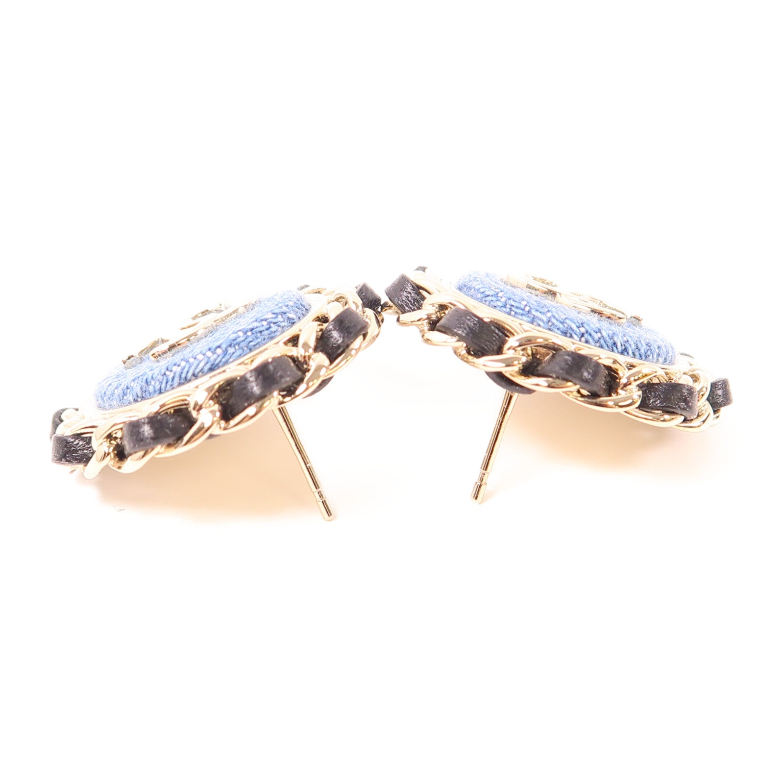CHANEL 牛仔布/金屬Earrings耳環