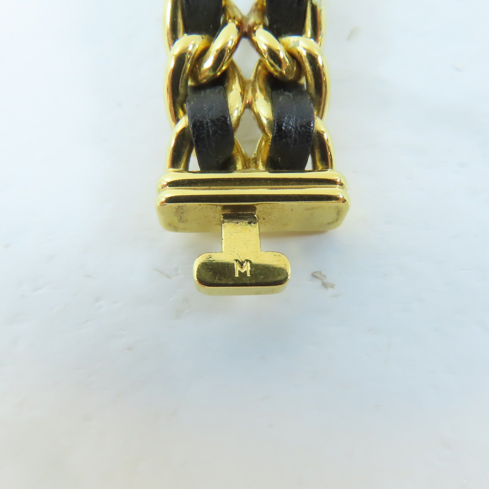 CHANEL Premiere M鍍金/皮革手錶石英機芯黑色#15cm