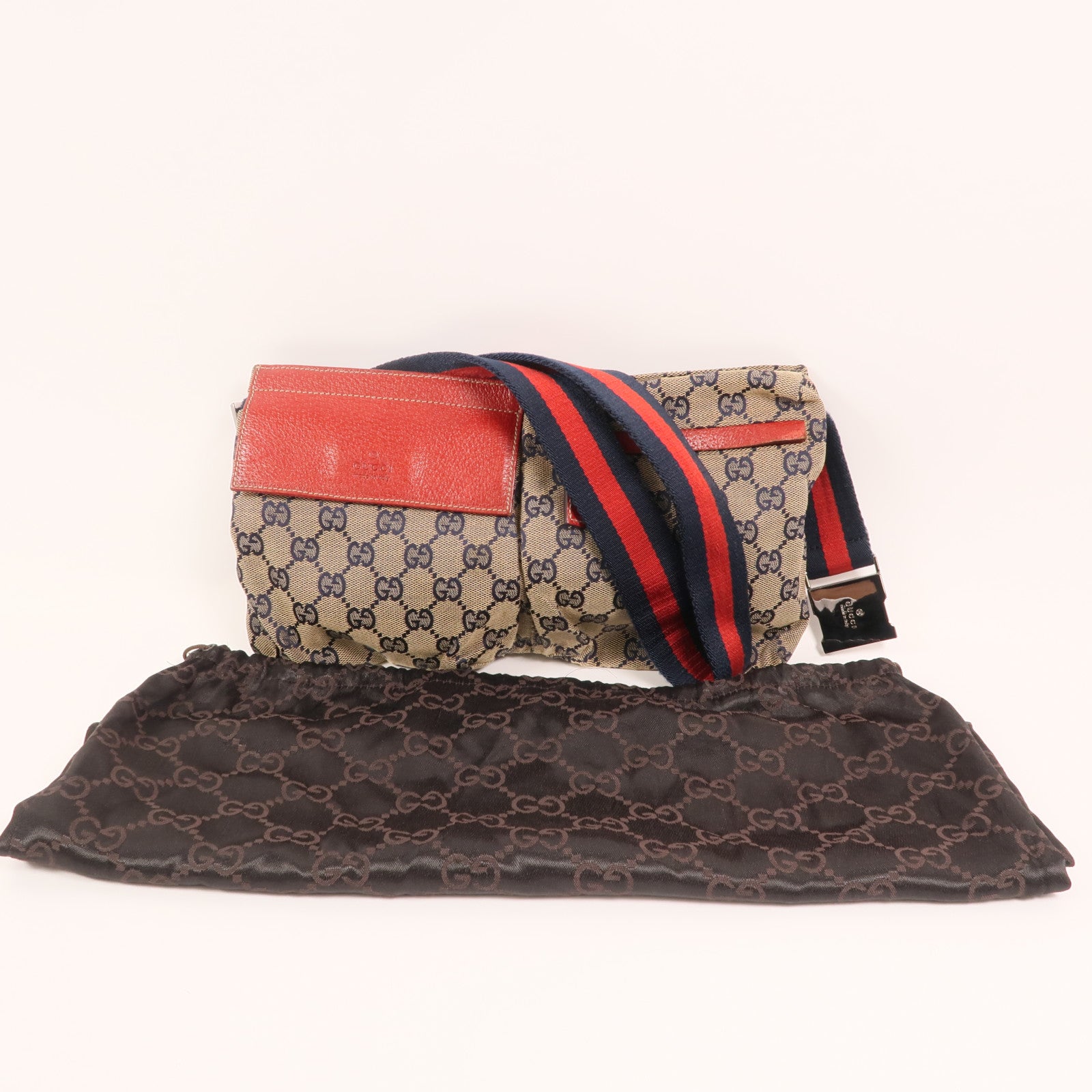 GUCCI GG帆布GG Waist Bag銀扣腰包