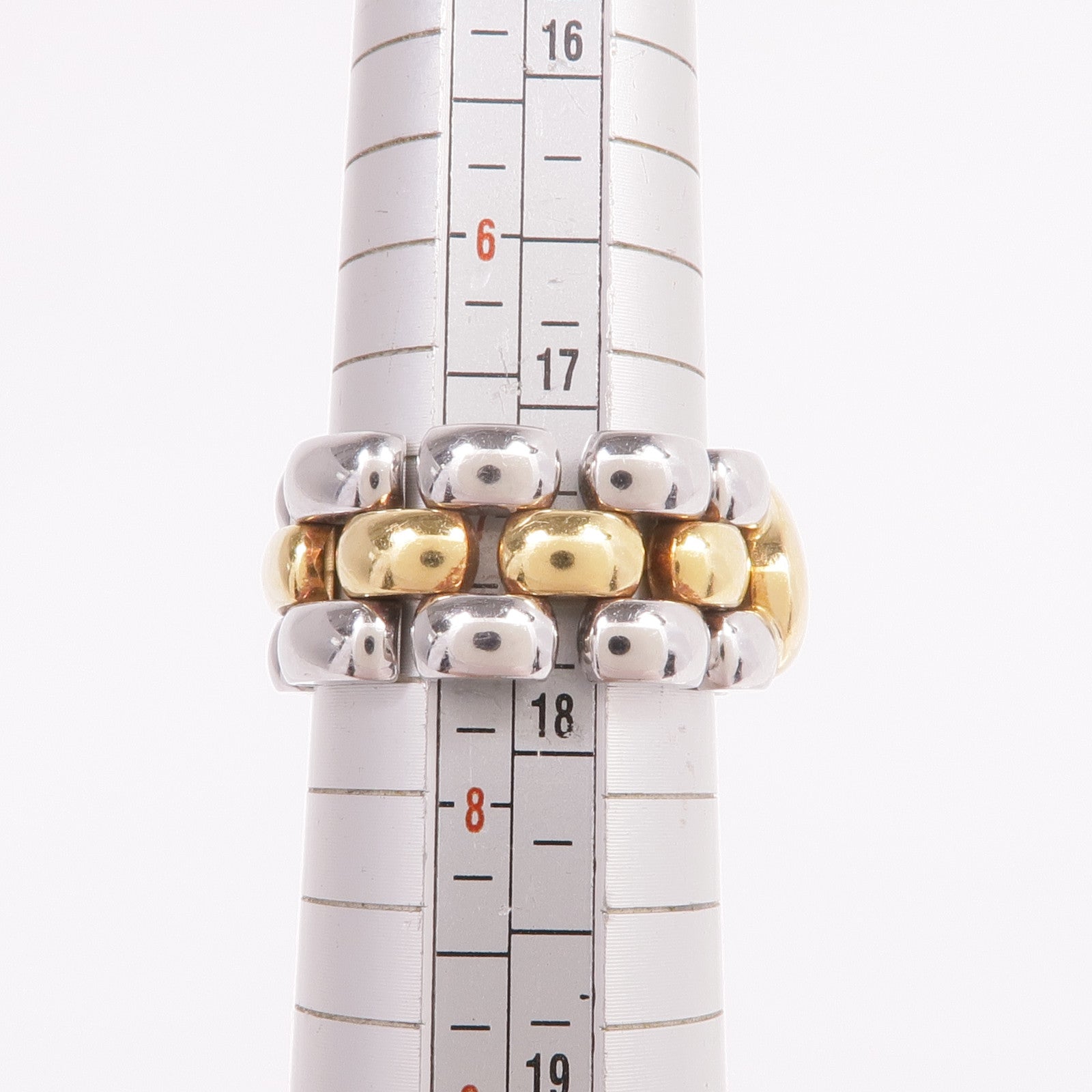 Chopard 18K黃金/不鏽鋼Happy Diamond Ring鑽石戒指US#7