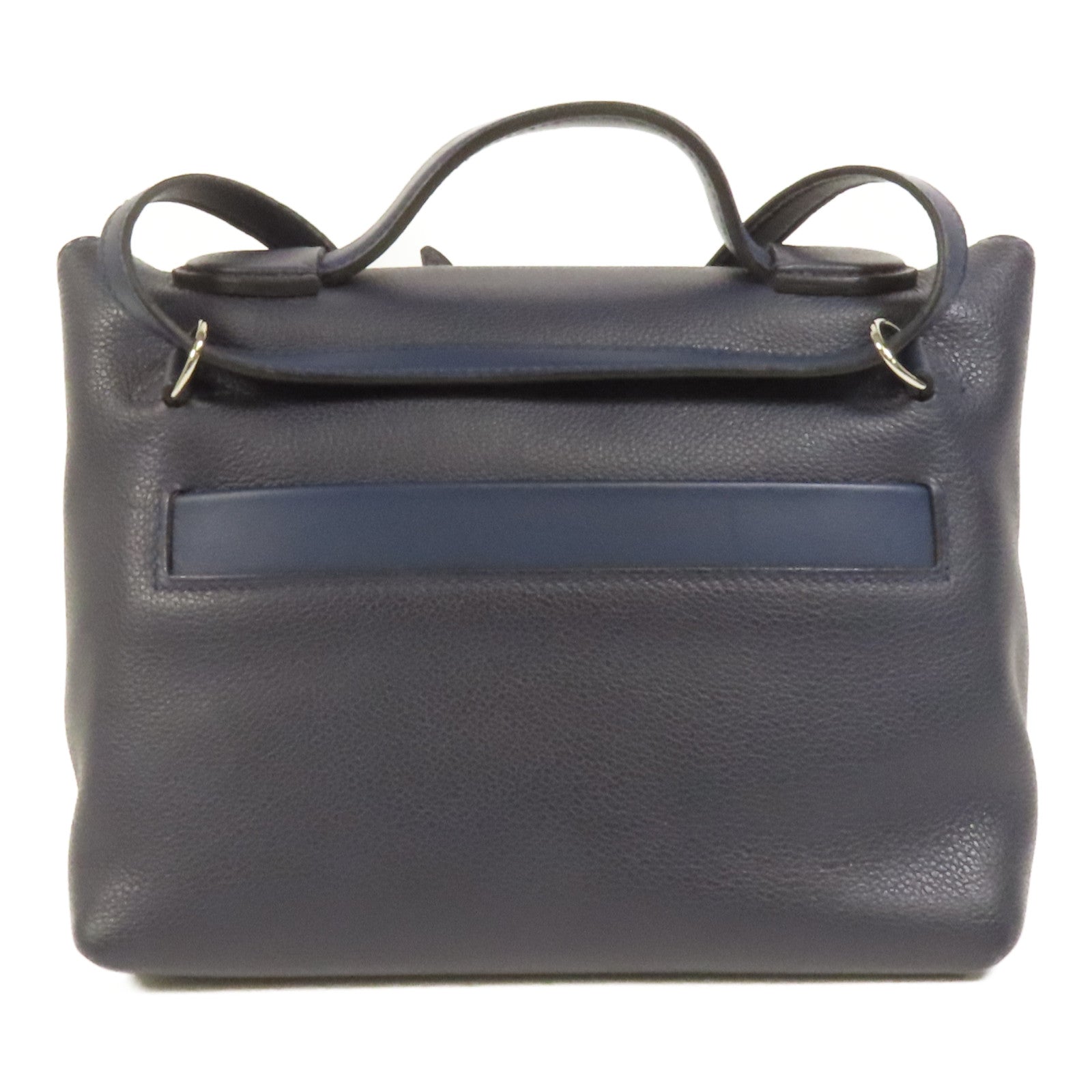 HERMES Clemence皮革24/24 Mini手挽肩背兩用袋Bleu Nuit