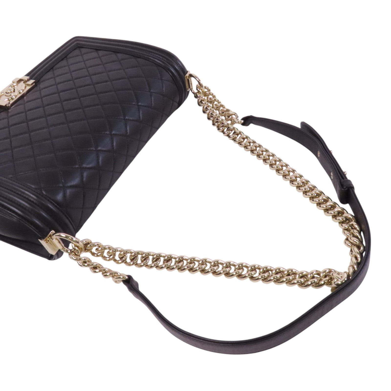 CHANEL 羊皮皮革Boy Chanel 28金扣鏈帶肩背袋