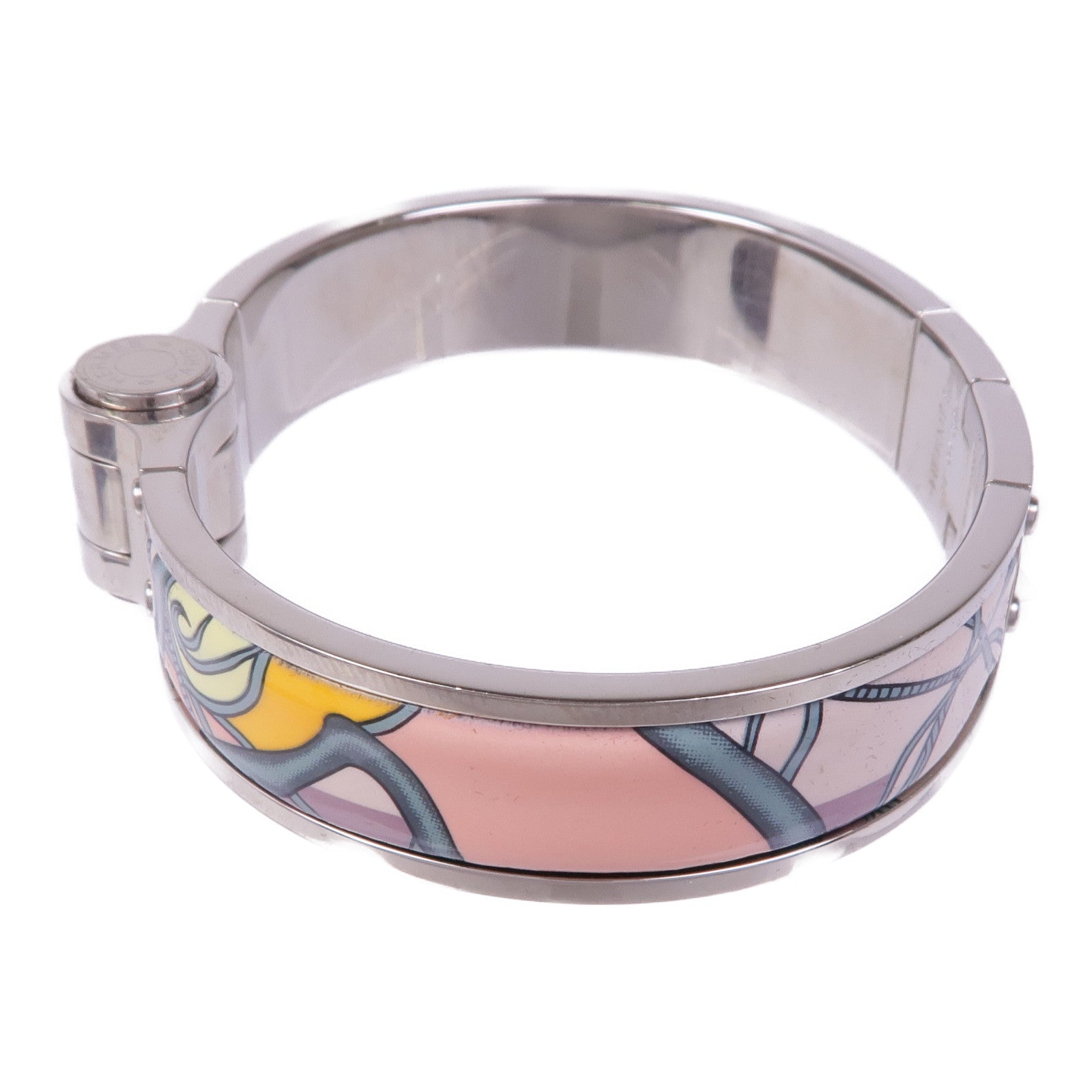 HERMES 金屬/琺瑯Hinged Bracelet銀扣手鐲
