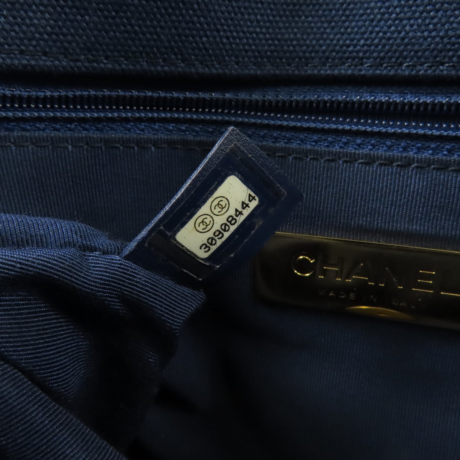 CHANEL 帆布Chanel 19金扣鏈帶手挽肩背兩用袋