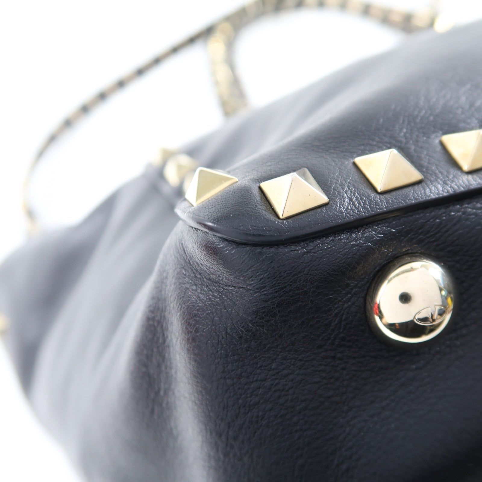 Valentino 牛皮皮革2 Way Shoulder金扣手挽肩背兩用袋黑色