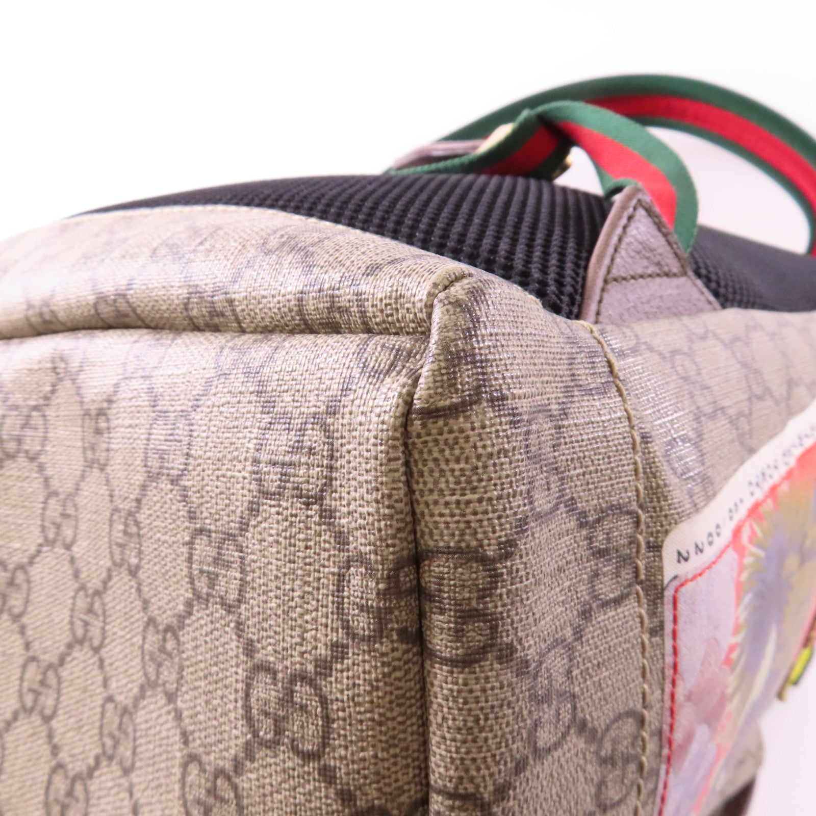 GUCCI 塗層帆布GG Supreme Embroider Rucksack金扣背包啡色