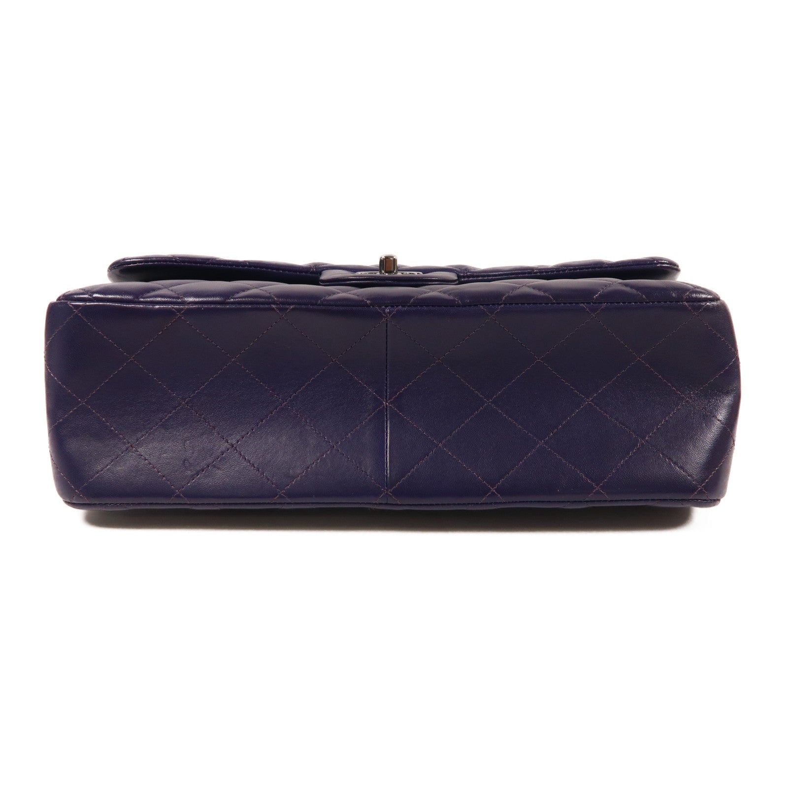 CHANEL 羊皮皮革Chain Shoulder銀扣鏈帶肩背袋紫色