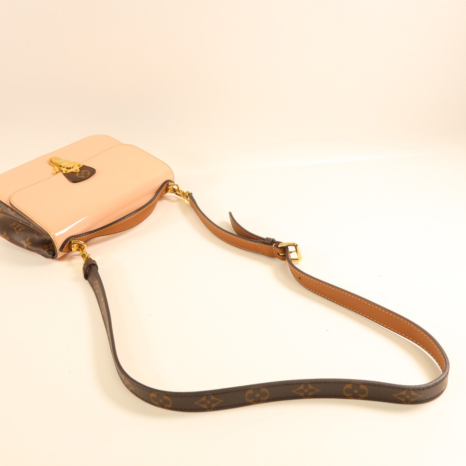 LOUIS VUITTON LV GHW Cherrywood 2 Way Bag M53355 Monogram/Patent Pink/Brown