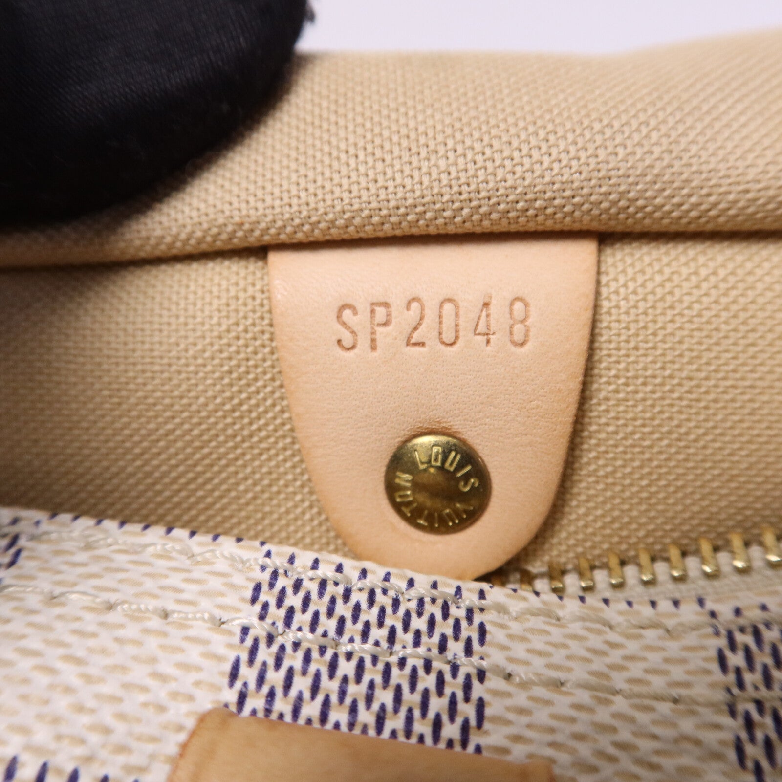 LOUIS VUITTON Damier Azur Speedy 25金扣手挽袋