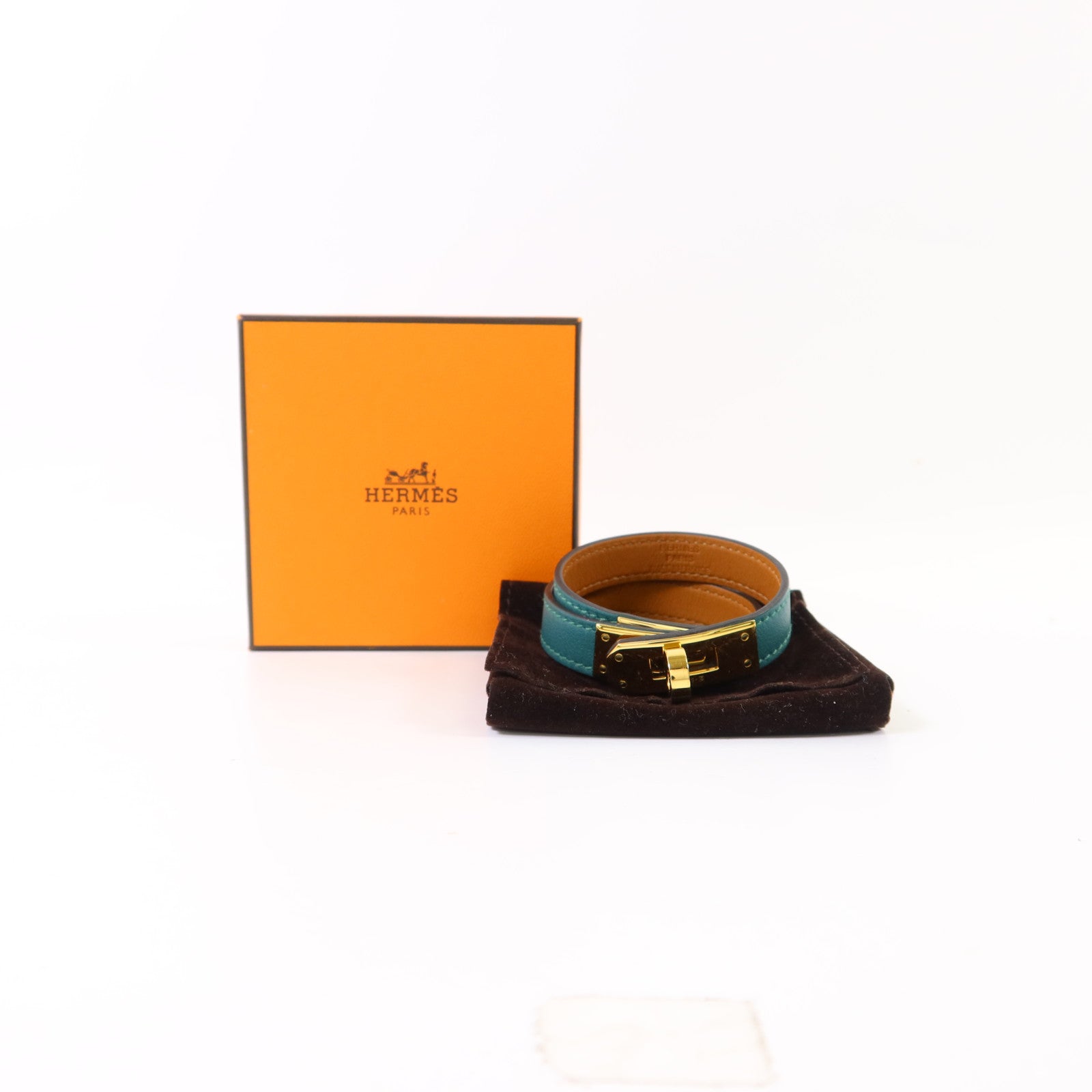 HERMES 【激減優惠】Swift皮革Kelly Double Tour Bracelet金扣手鐲