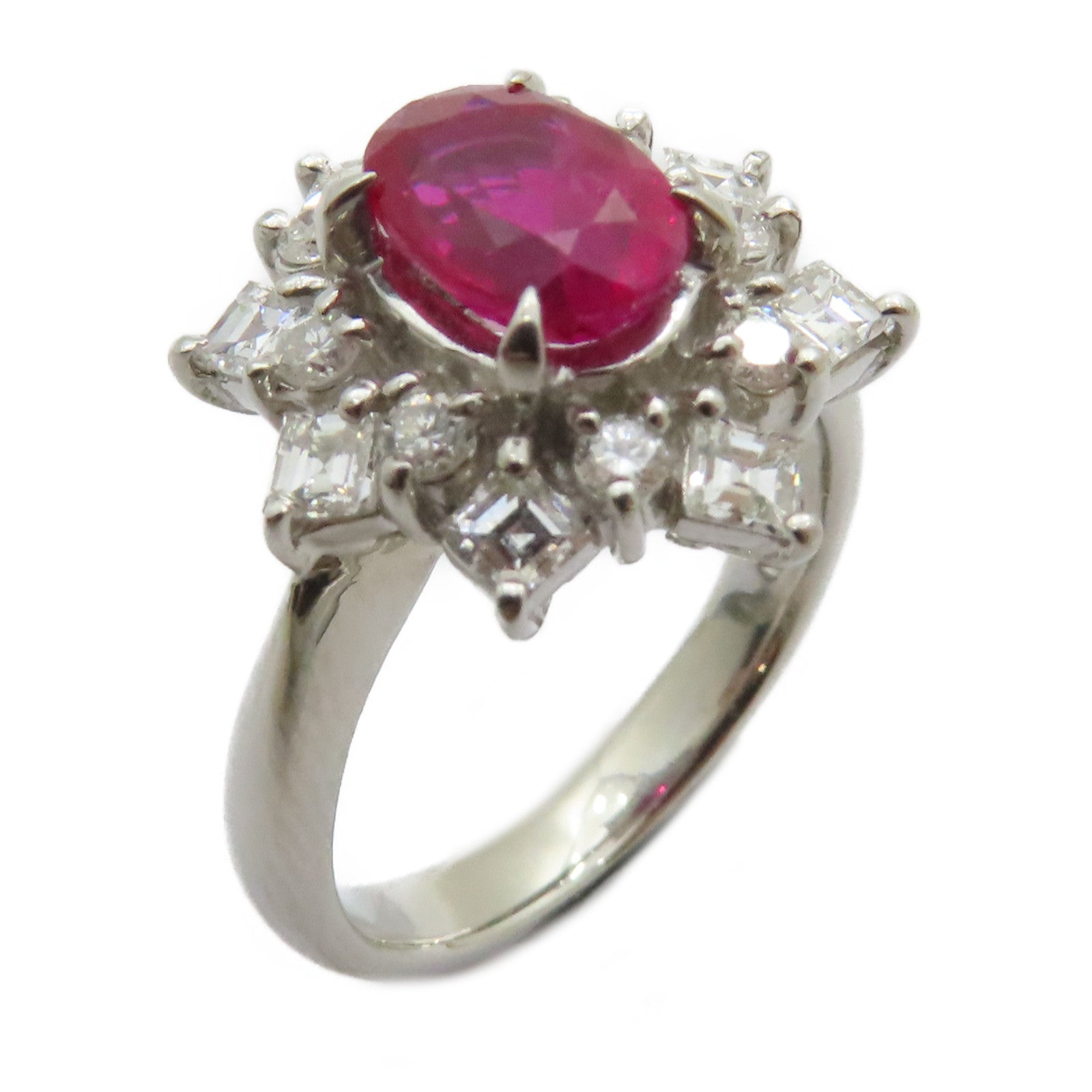 JEWELRY 【激減優惠】PT900鉑金Ruby Diamond Ring 1.27ct紅寶石/0.75ct鑽石戒指US#5.75