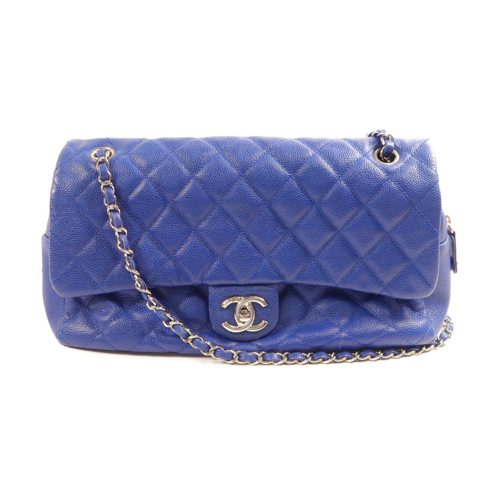 CHANEL 【激減優惠】牛皮皮革Easy Flap Jumbo Chain Shoulder銀扣鏈帶肩背袋