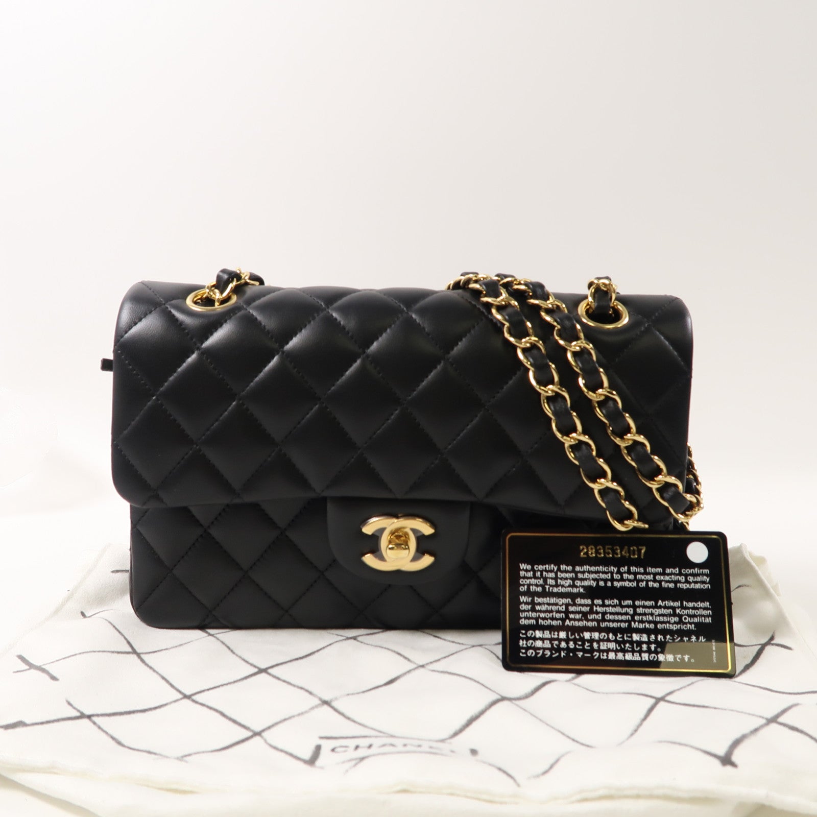 CHANEL 【激減優惠】菱格羊皮皮革Chain Shoulder金扣鏈帶肩背袋黑色