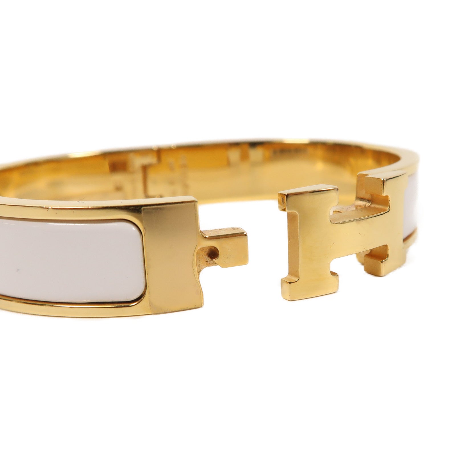 HERMES 金屬Clic H手鐲白色