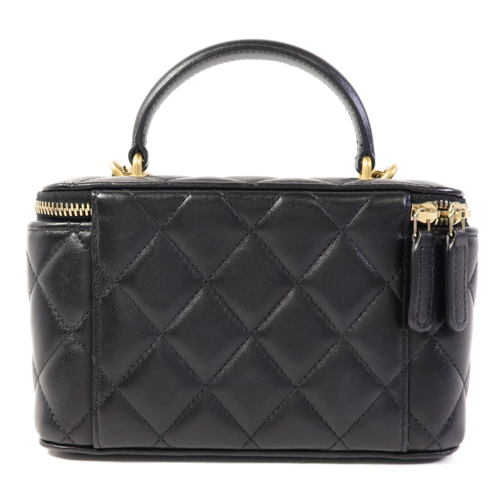 CHANEL 羊皮皮革Vanity Case金扣鏈帶手挽肩背兩用袋