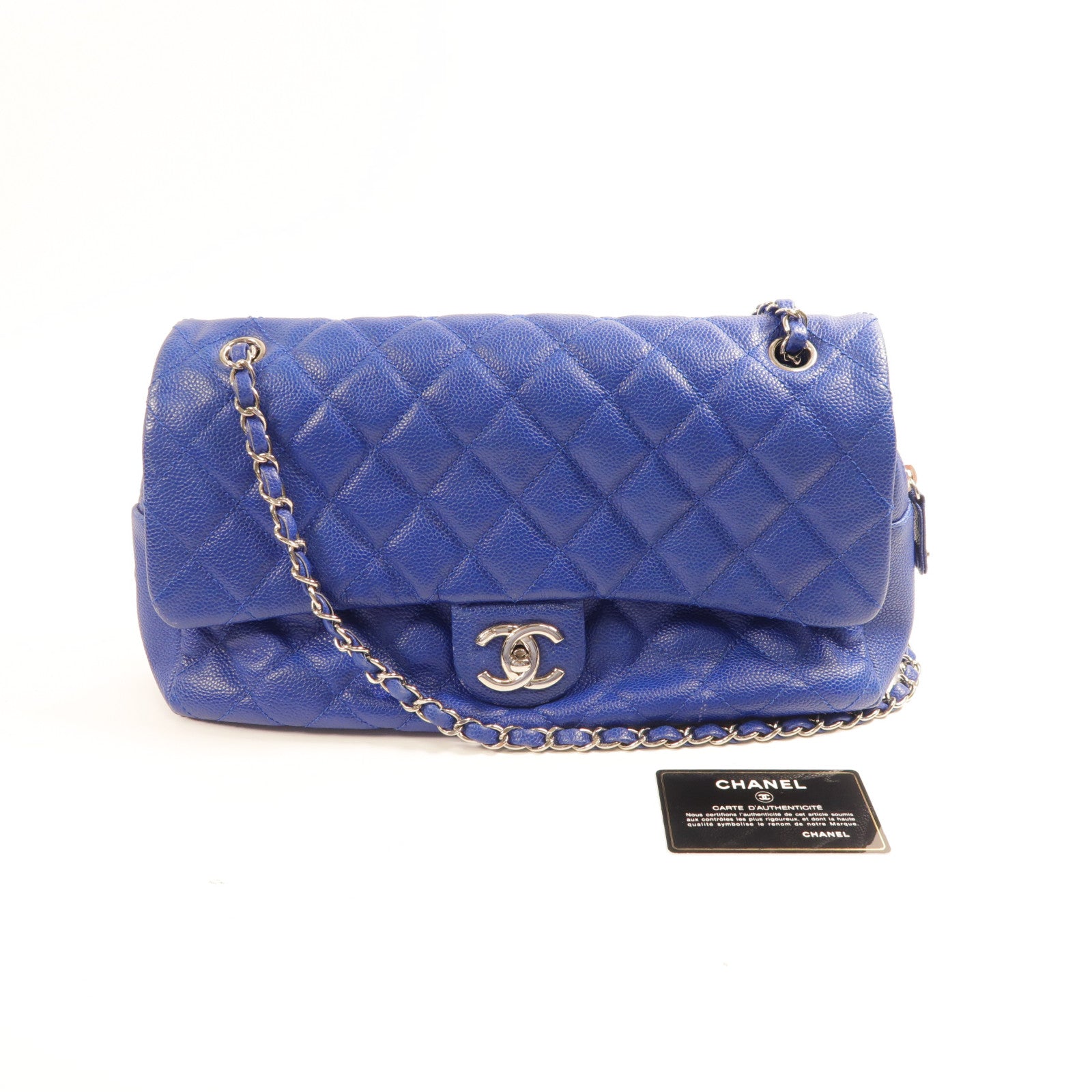 CHANEL 【激減優惠】牛皮皮革Easy Flap Jumbo Chain Shoulder銀扣鏈帶肩背袋