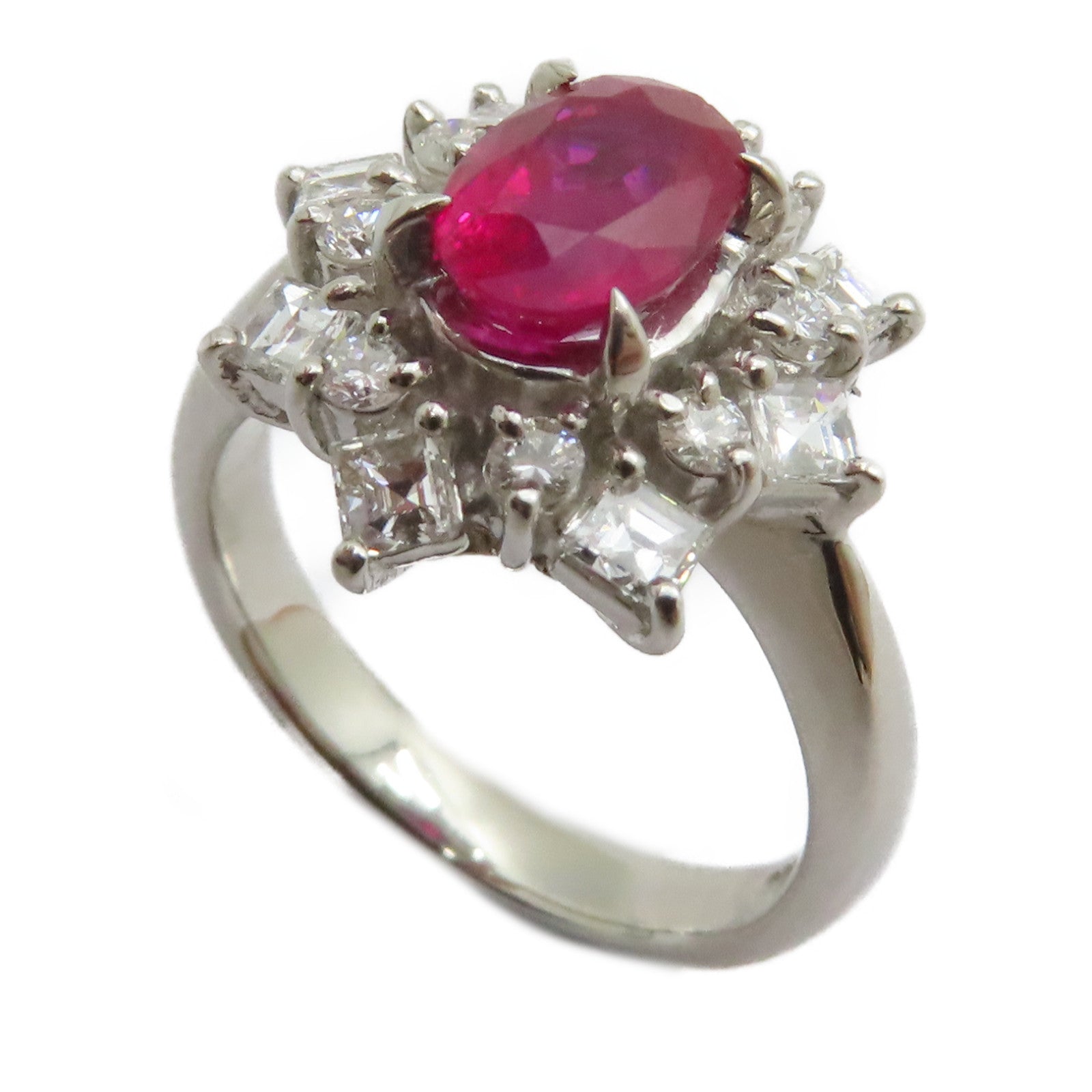JEWELRY 【激減優惠】PT900鉑金Ruby Diamond Ring 1.27ct紅寶石/0.75ct鑽石戒指US#5.75