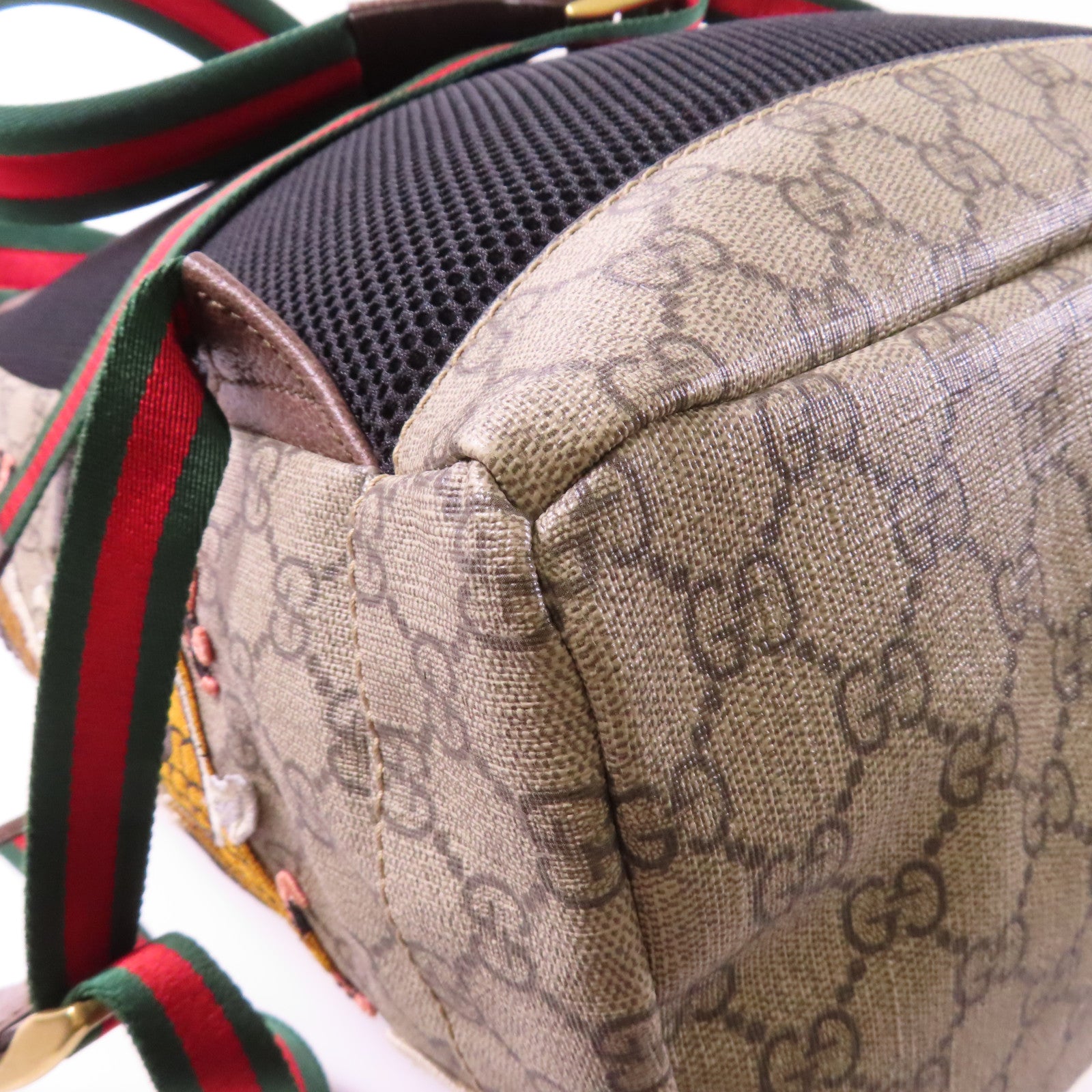 GUCCI 塗層帆布GG Supreme Embroider Rucksack金扣背包啡色